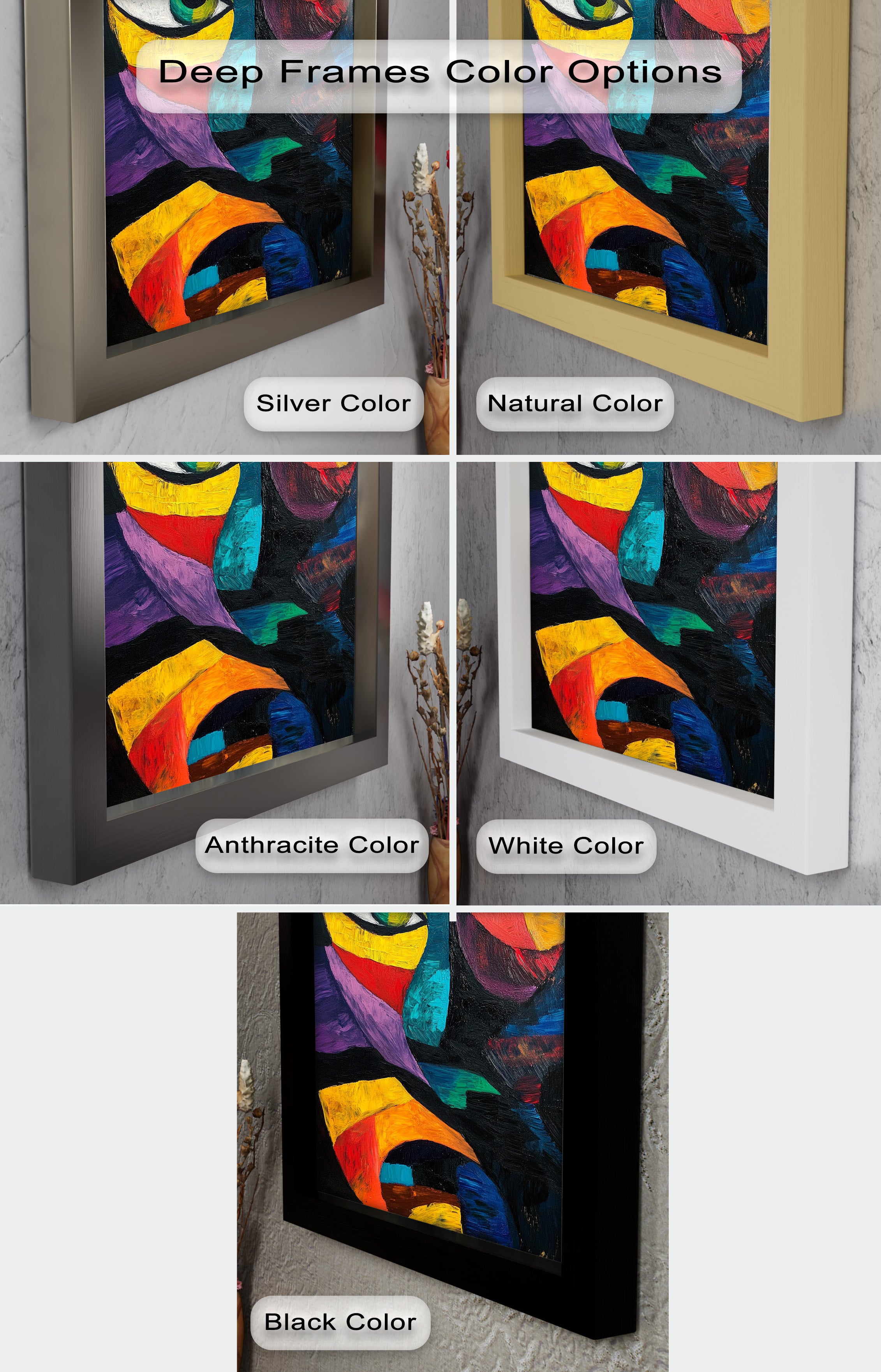 Abstract Eye Expression Fauvism Oil Painting - Modern Wall Art for Living Room, Bedroom & Office Decor