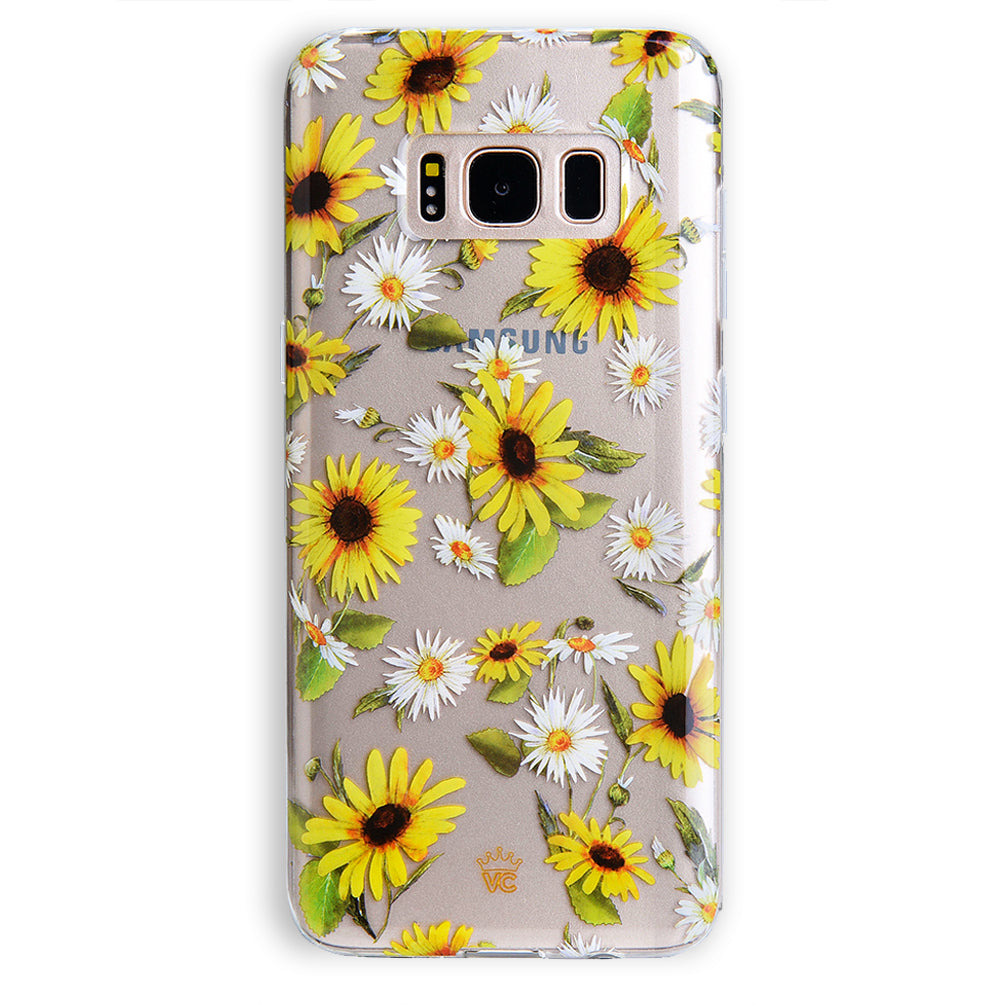 Sunflower Daisy Clear Samsung Galaxy Phone Case - Protective Cover for Samsung Galaxy S21/S20/S10/Note 20 - Cute Floral Design for Women & Girls - Perfect for Everyday Use, Work & Travel