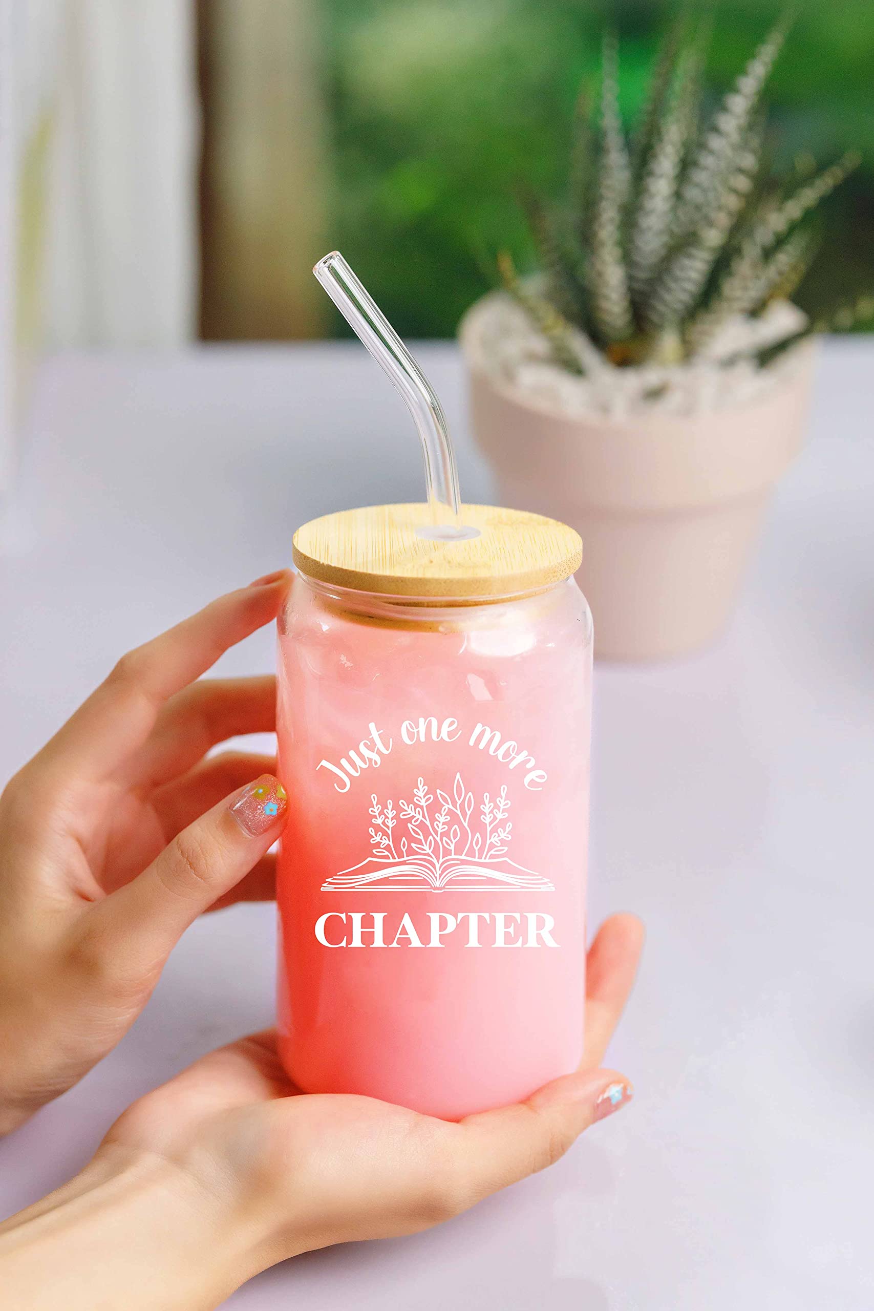 NewEleven Gifts For Book Lovers - 16 Oz Coffee Glass - Perfect Birthday Gift for Women, Her, Best Friend, Librarians, Bookaholics, Bookworms - Ideal for Reading Nooks, Book Clubs, and Cozy Evenings