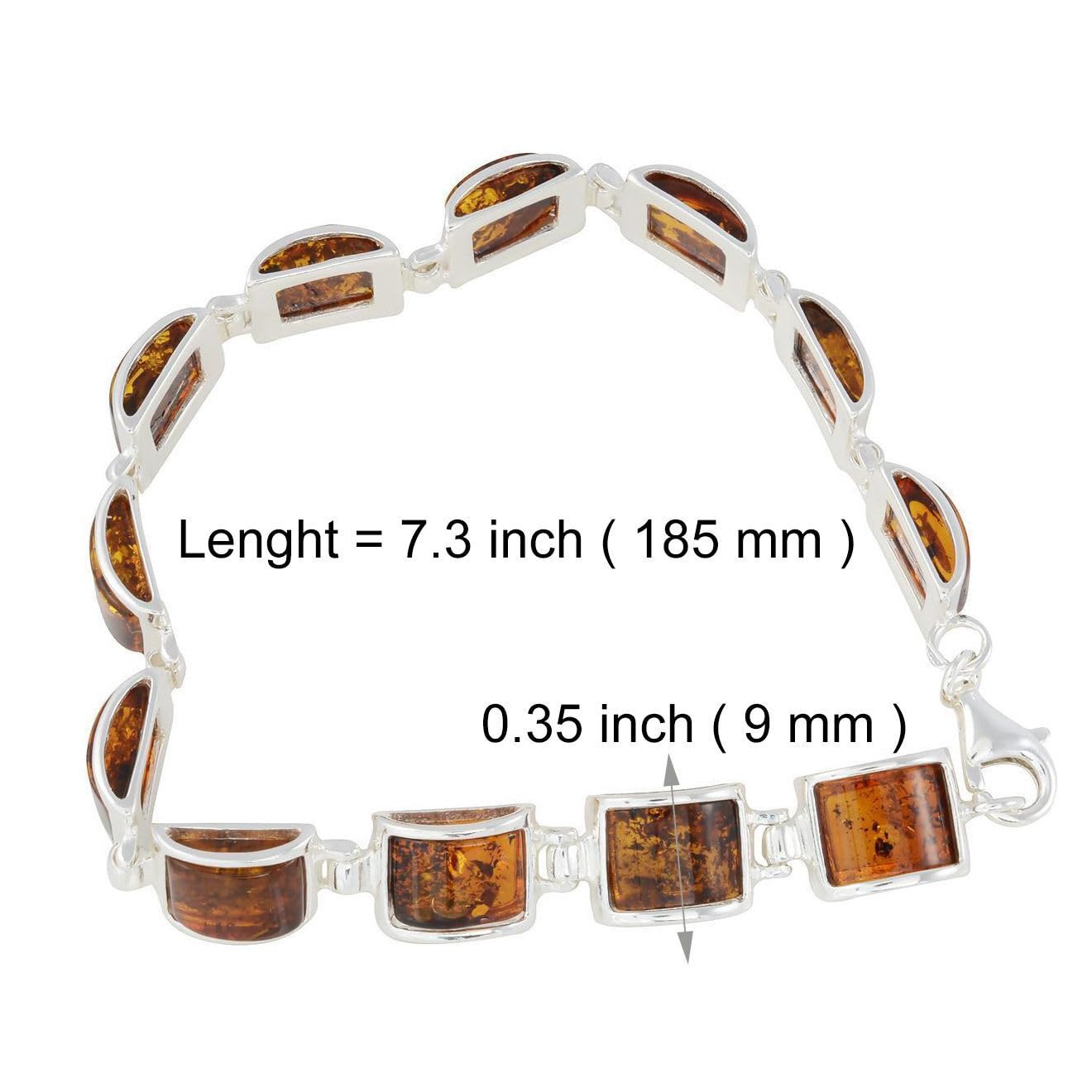 Genuine Baltic Amber Bracelet for Women - Sterling Silver Honey Amber Jewelry, Lottie Collection | Elegant & Healing Amber Bracelet for Adults, Perfect for Gifts, Meditation & Stress Relief
