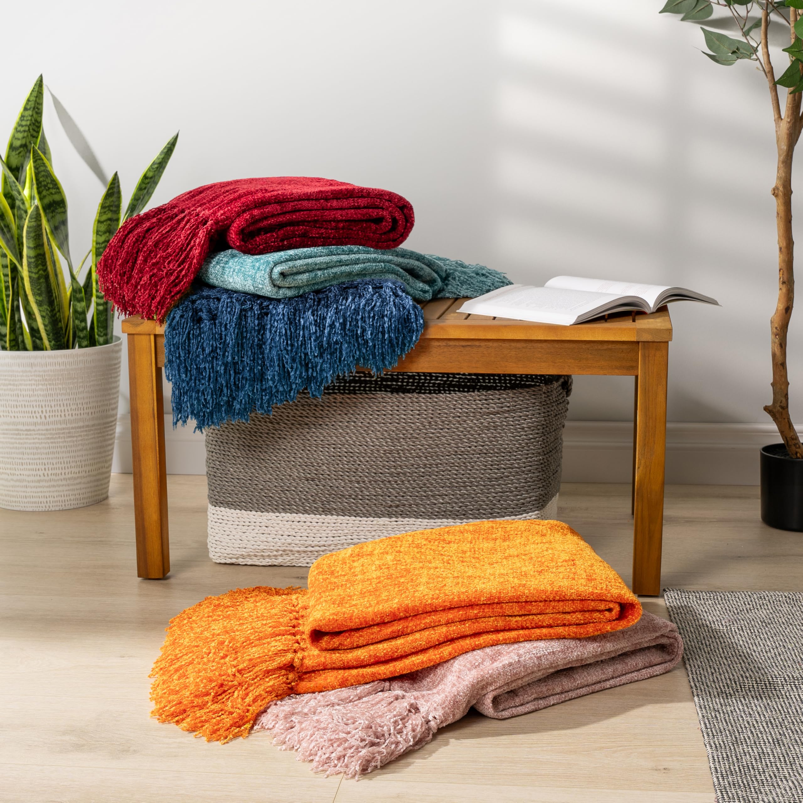 Pavilia Mustard Yellow Knit Throw Blanket - Soft Woven Blanket with Tassels for Couch, Sofa Bed & Chair - 50x60 Inches - Perfect for Living Room Decor, Cozy Nights & Gift Giving
