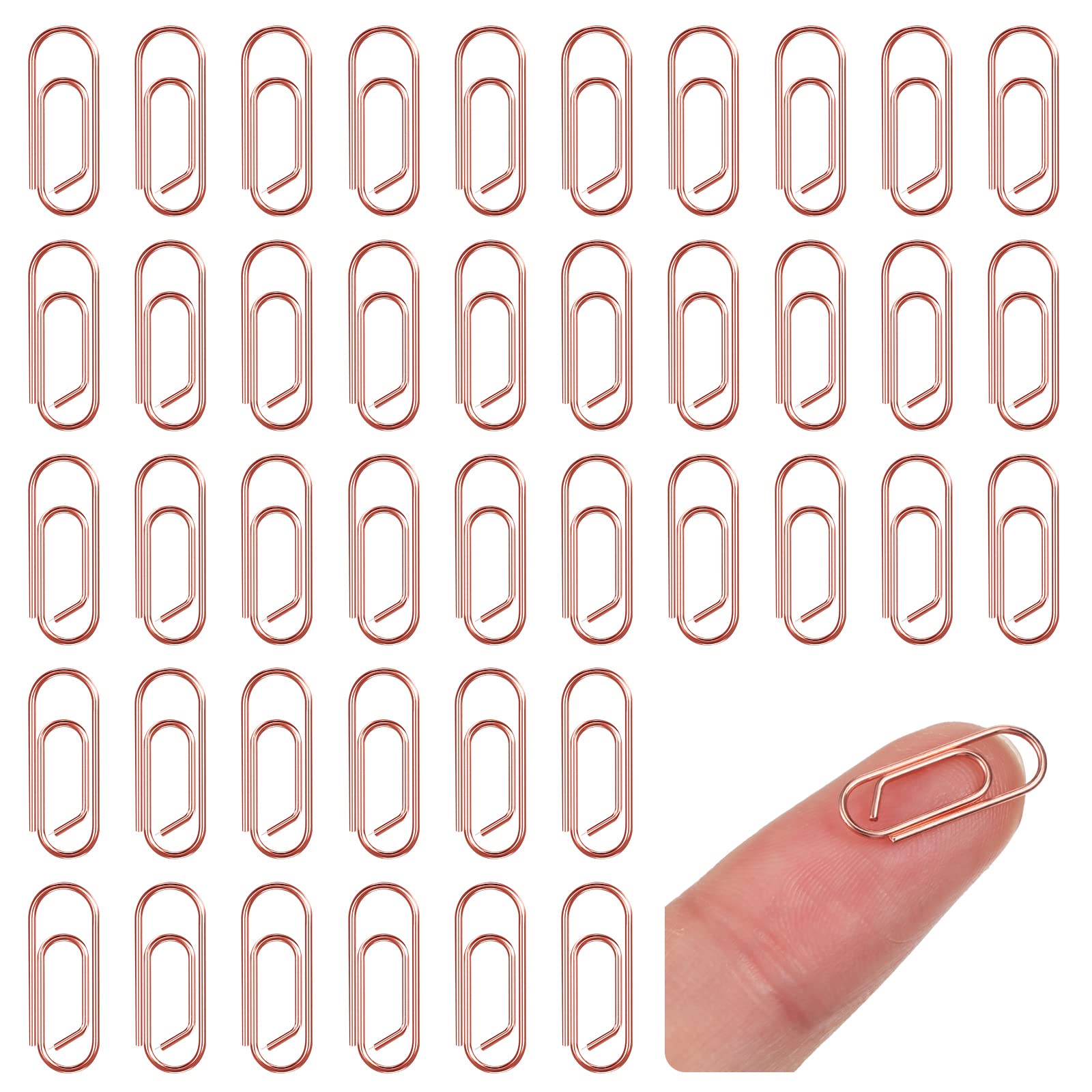 100-Piece Rose Gold Mini Paper Clips - 0.59 Inch (15mm) Decorative Steel Clips for Journaling, Office Documents, Scrapbooking & Crafting - Perfect for Organizing, Gift Wrapping & DIY Projects