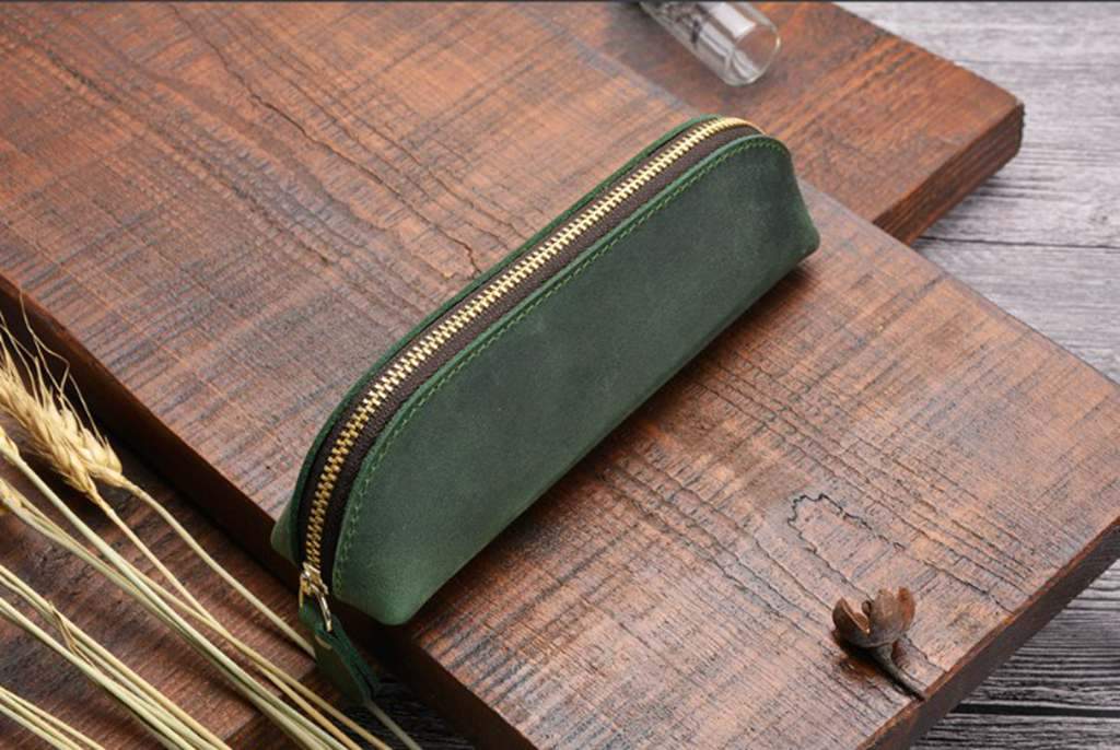 Personalized Engraved Leather Pencil Case - Custom Name Pouch for School, Office & Travel - Durable Zippered Stationery Organizer for Pens, Markers & Art Supplies