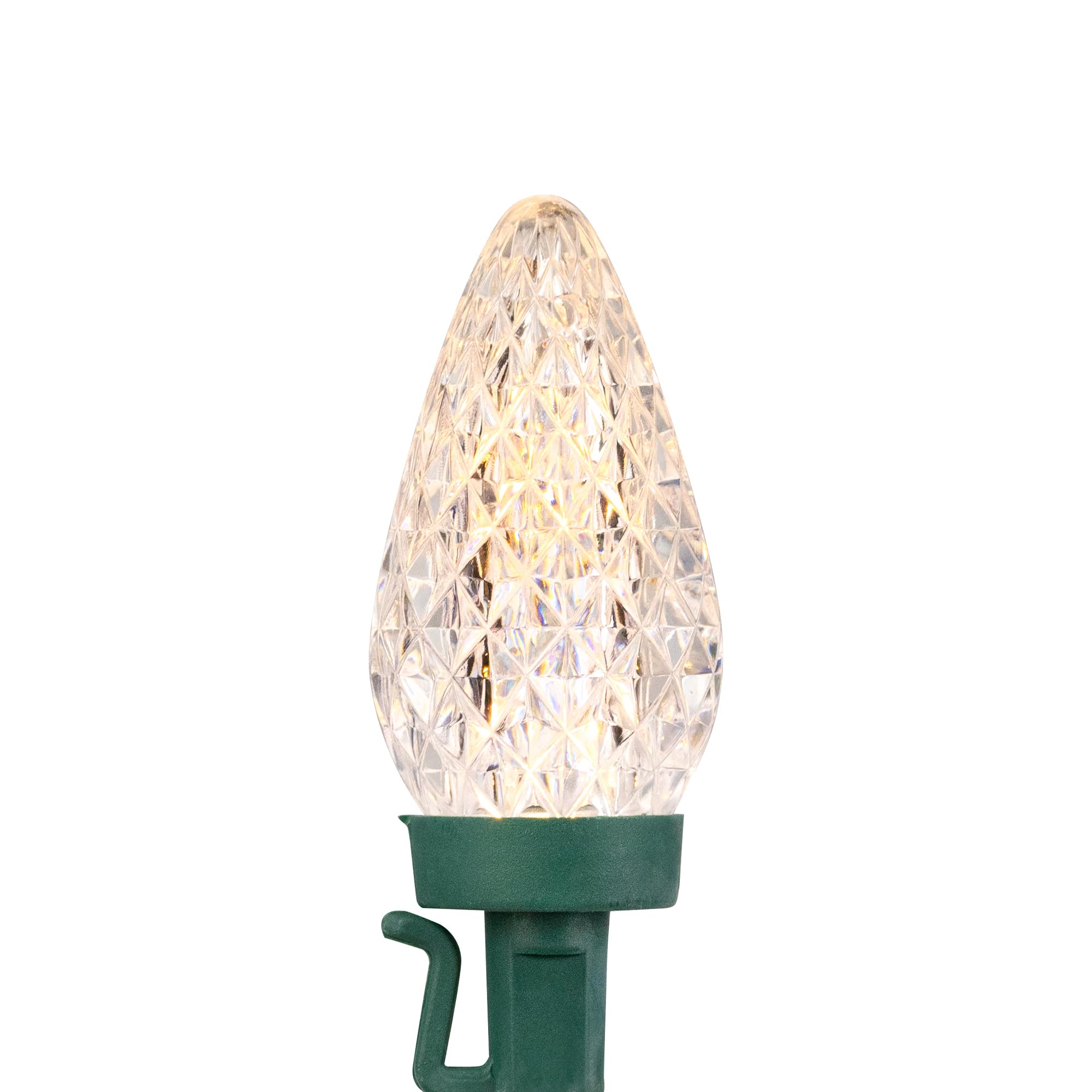Northlight LED C7 Faceted Christmas Lights - Warm White - 20.25' Green Wire - 50 Count - Perfect for Indoor/Outdoor Holiday Decorations, Christmas Trees, and Home Lighting