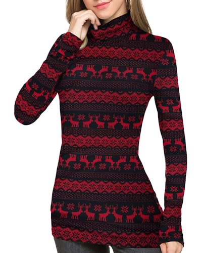 Turtleneck - Christmas Deer - Black Red