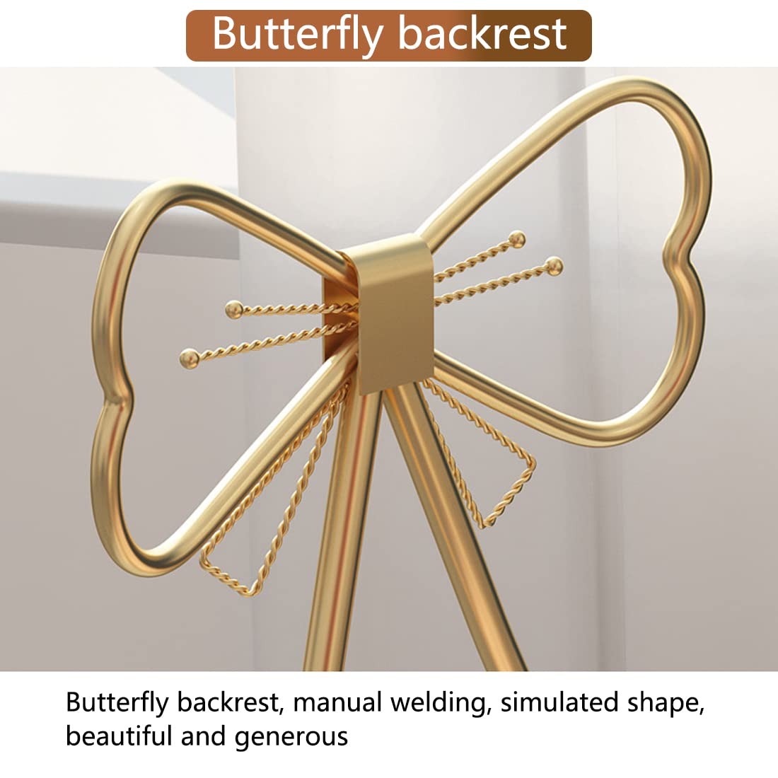 Elegant Bow Shaped Vanity Chair Set of 2 - Metal Frame PU Leather Makeup Stool with Butterfly Backrest for Women & Girls Bedroom Decor (White) - Perfect for Dressing Table, Boudoir, and Beauty Room
