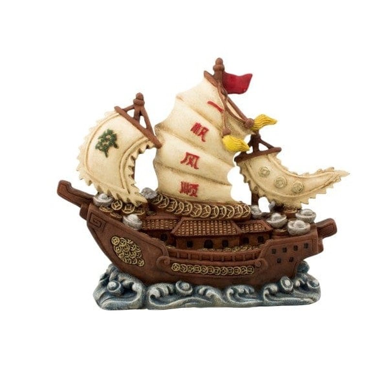 Bioscape Oriental Sailing Schooner Wooden Ship Model - 23.6 x 18 cm Handcrafted Display Piece for Home Office Decor, Collector's Item & Nautical Theme Gift