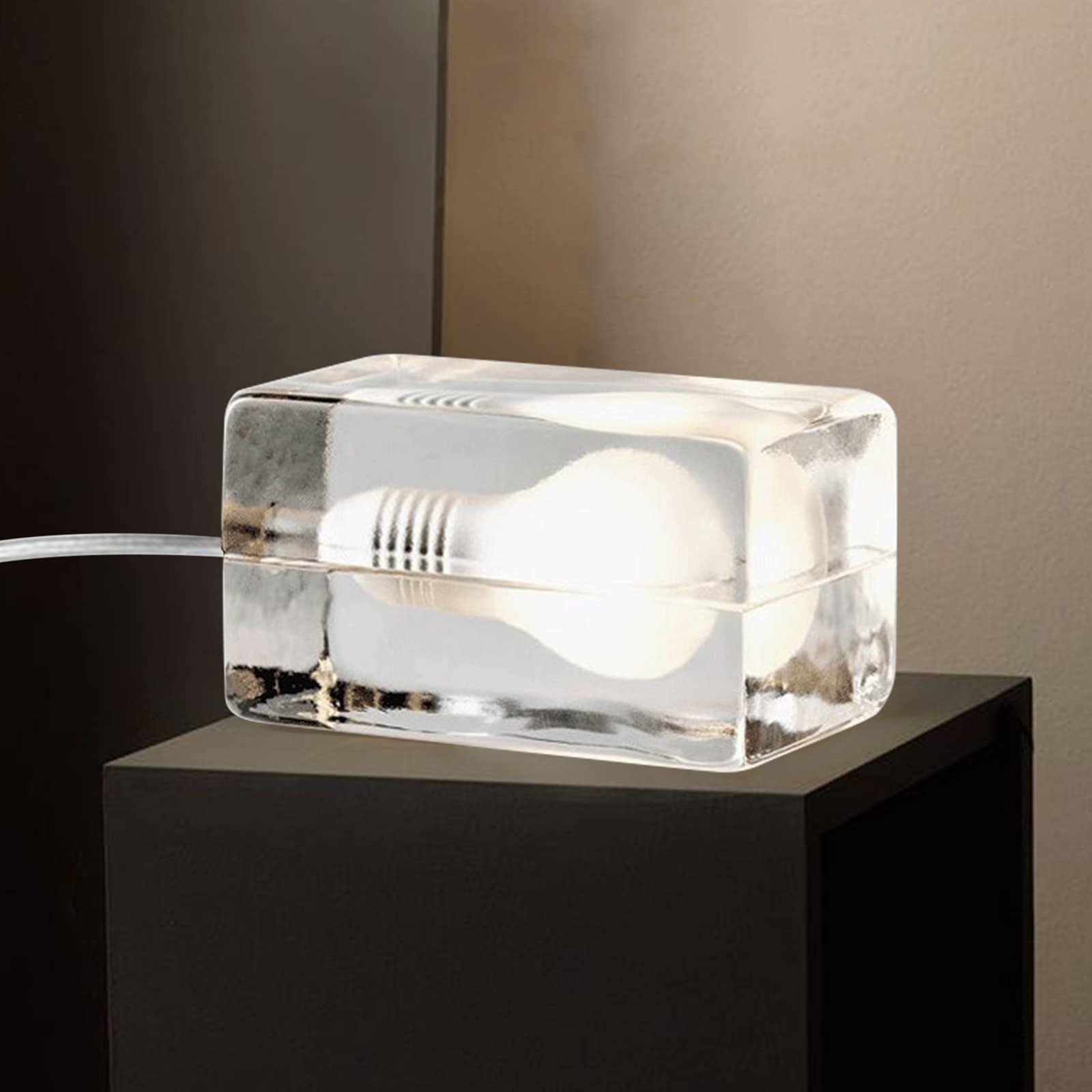 Creative Ice Cube Light Table Lamp - Modern Block Glass LED Nightstand Lamp for Bedroom, Living Room, Office Desk | Perfect Gift Idea for Home Decor & Romantic Ambiance (110V)