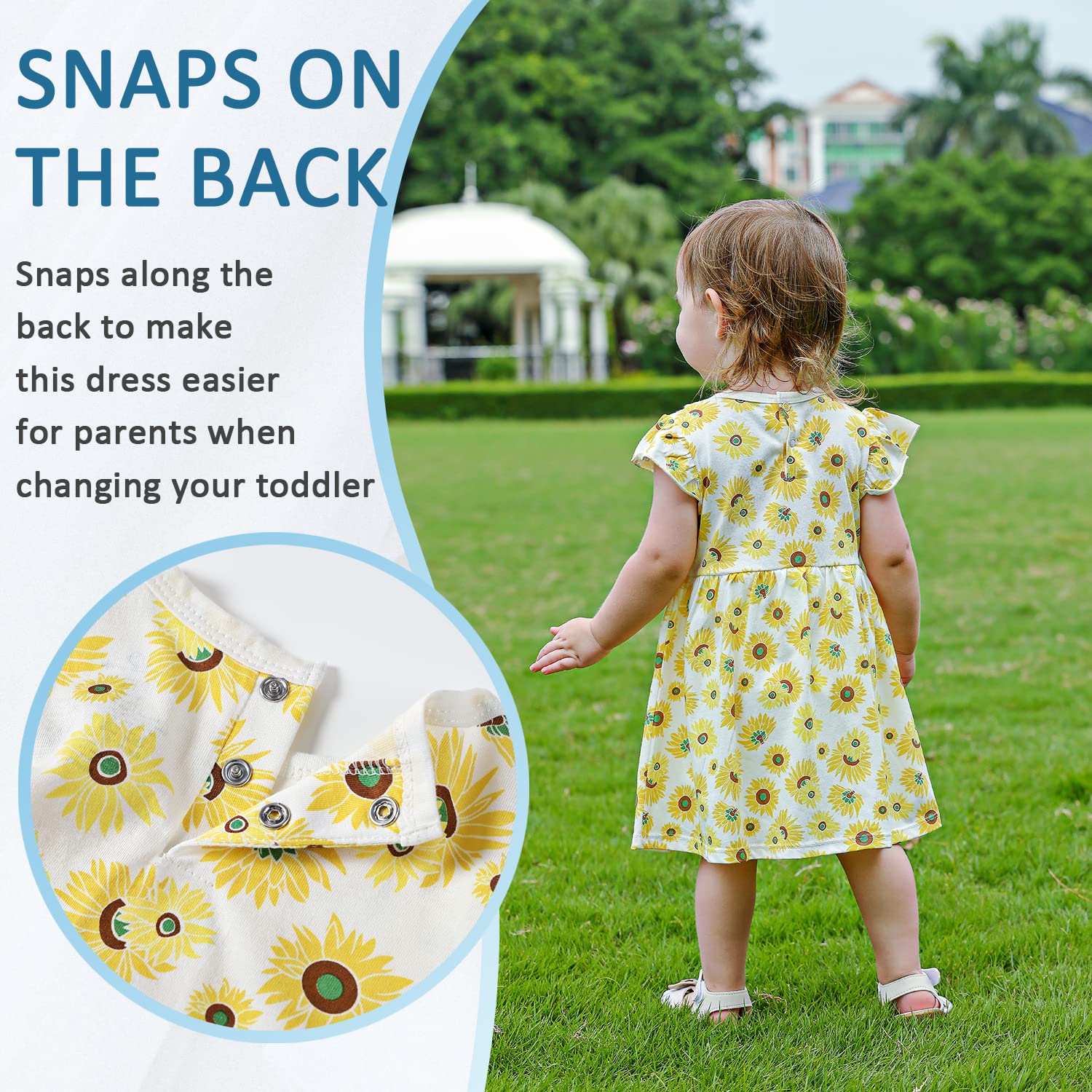 Zanie Kids Baby Girls Summer Dress - 100% Cotton Easter Outfit with Short Sleeves | Perfect for Easter Sunday, Family Photos & Summer Playdates
