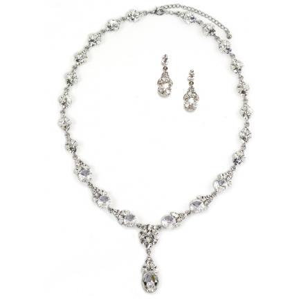 Indira Crystal Necklace and Earring Set - Elegant Jewelry Gift for Women, Bridal Party, Anniversary | Perfect for Weddings, Date Nights, Special Occasions