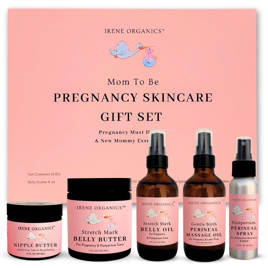 Organic Belly Balm & Natural Oil Set for Pregnancy – Stretch Marks & Scar Treatment (5-Piece) – Perfect for Prenatal & Postpartum Skin Care