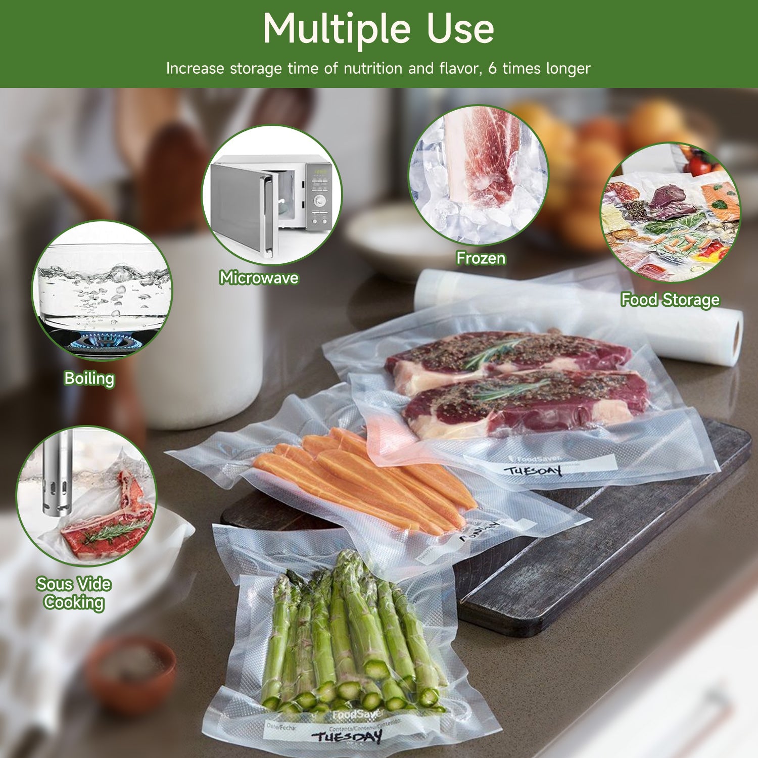 Bonsaii Bonsenkitchen Vacuum Sealer Bags - 2 Pack (8