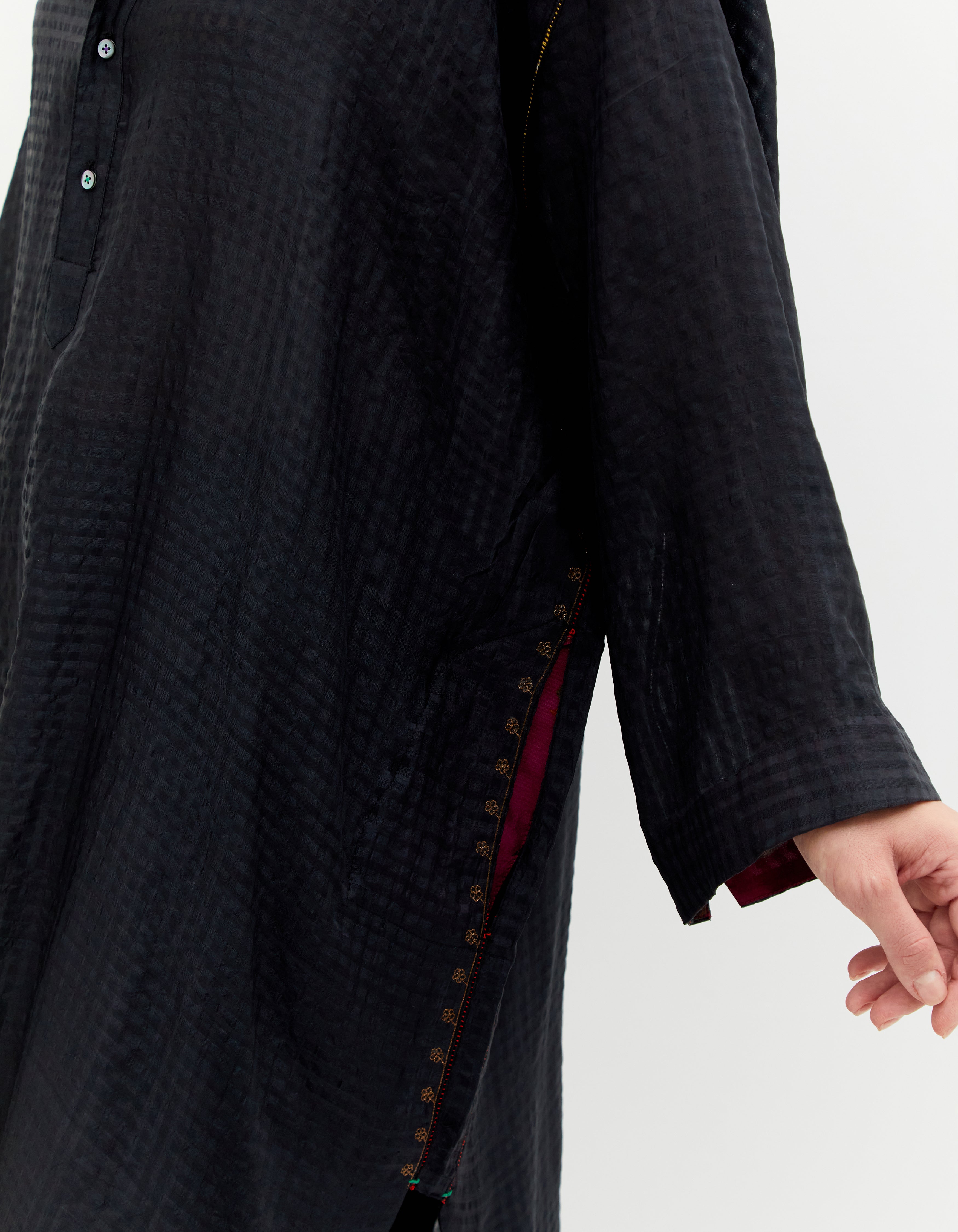 SD Firoza Kurta - Elegant Silk Check Black Indian Tunic for Women | Perfect for Festivals, Weddings & Special Occasions