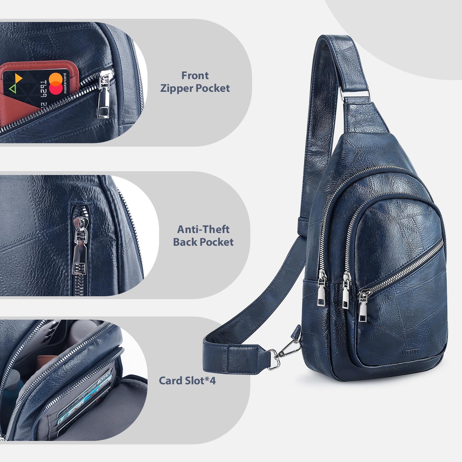Trendy Faux Leather Crossbody Sling Bag for Women - Stylish Chest Purse & Fanny Pack for Everyday Use, Travel, and Outdoor Activities
