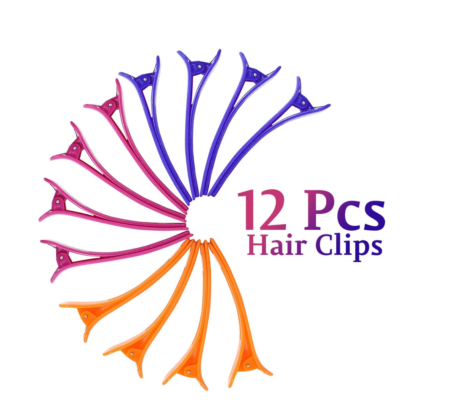 12Pcs Non-Slip Hair Sectioning Clips for Women & Girls - Colorful Hairdressing Clips for Salon, Styling, Cutting & Braiding - Perfect for Home & Professional Use