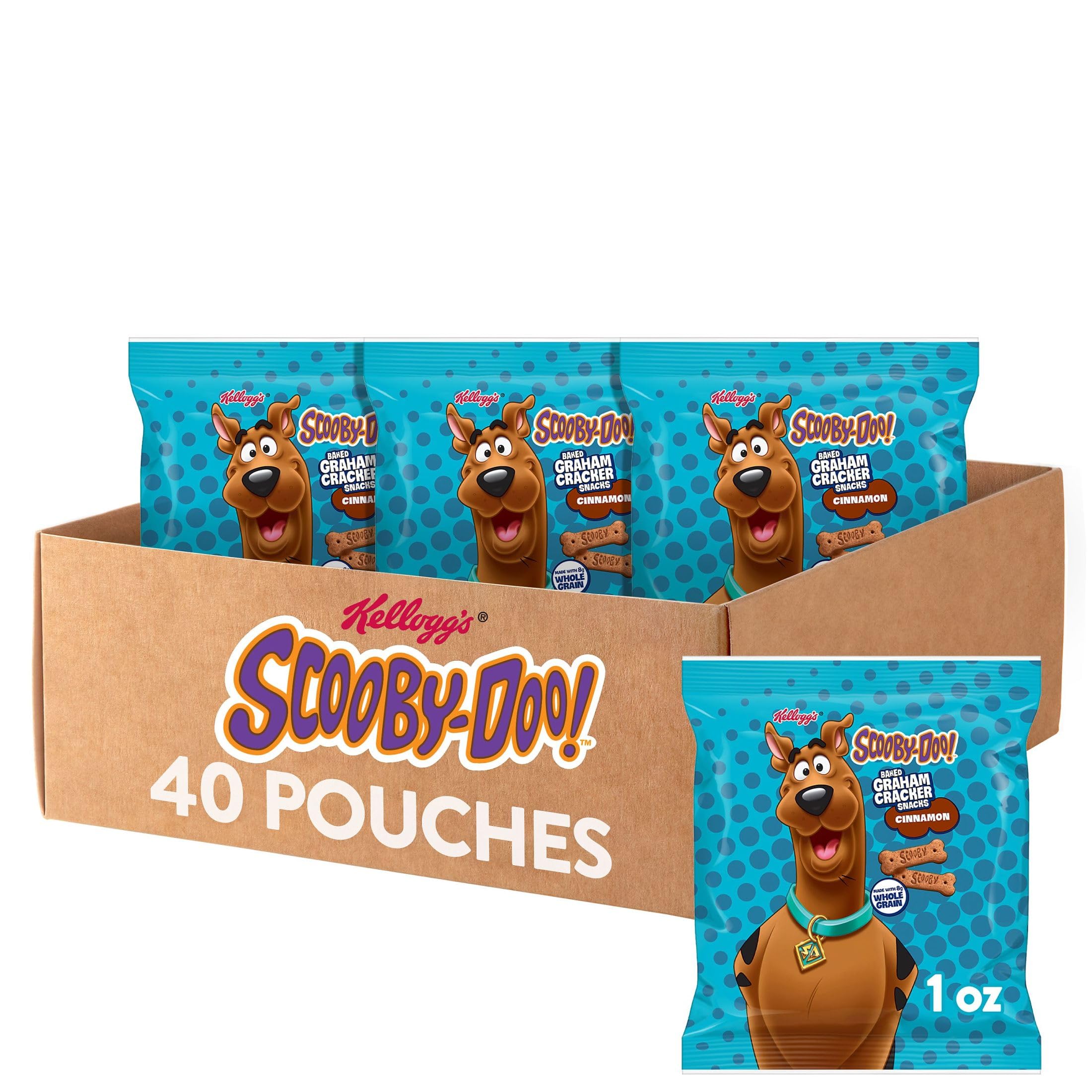 Kellogg's SCOOBY-DOO! Baked Graham Cracker Snacks - Cinnamon Flavored (40 Individually Wrapped Pouches) | Lunch Box Treats, After School Snacks, Kids Party Favors & Movie Night Munchies