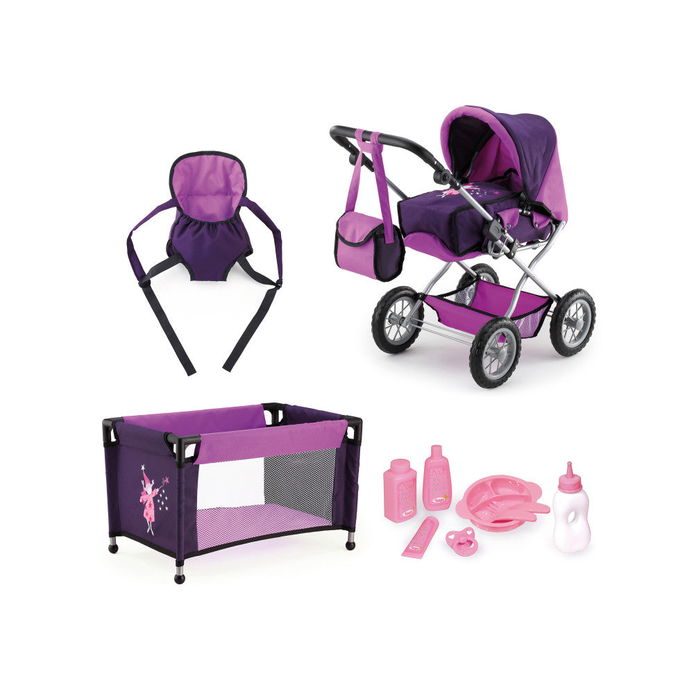 Bayer Design Deluxe Doll Pram Combi Grande Playset - Premium Baby Doll Stroller with Canopy for Girls, Toddler Pretend Play, Indoor & Outdoor Use, Perfect Gift for Birthday & Christmas