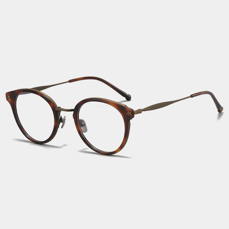 Stylish Unisex Black Titanium Acetate Round Eyeglasses Frame - Lightweight & Durable Full Rim Glasses for Men & Women - Perfect for Reading, Work, and Everyday Fashion