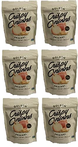 Golden Farms Organic Crispy Onions - Gluten Free, Non-GMO (6 Pack, 2.8 oz Each) - Perfect for Salads, Burgers, Soups & Healthy Snacking