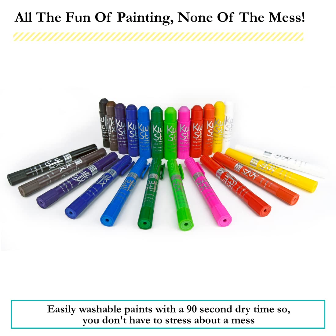 The Pencil Grip Kwik Stix Thin Tempera Paint Pens - 6 Classic Colors, Fast Drying Non-Toxic Tempera Paint Sticks for Kids | Perfect for Classroom Art Projects, DIY Crafts & Home School Activities