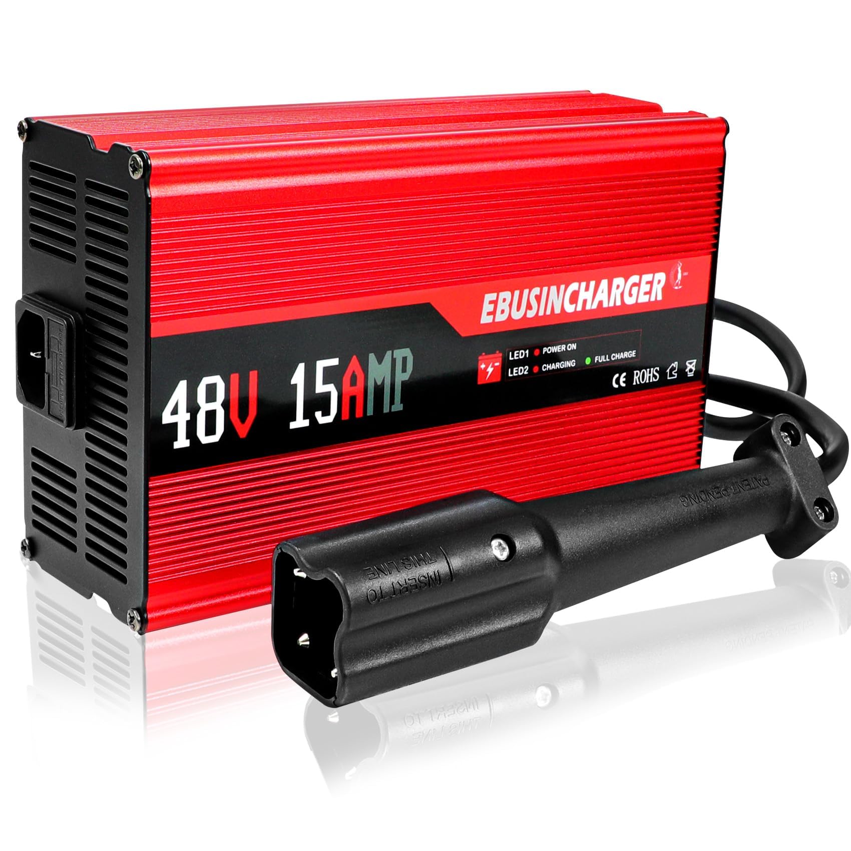 48V 15A Golf Cart Battery Charger for Yamaha G29 Drive & Drive 2 - Smart Charger with Trickle Charge & 3-Pin Leaf Plug - Fast 6-8 Hour Full Charge - Perfect for Home, Golf Course & RV Use
