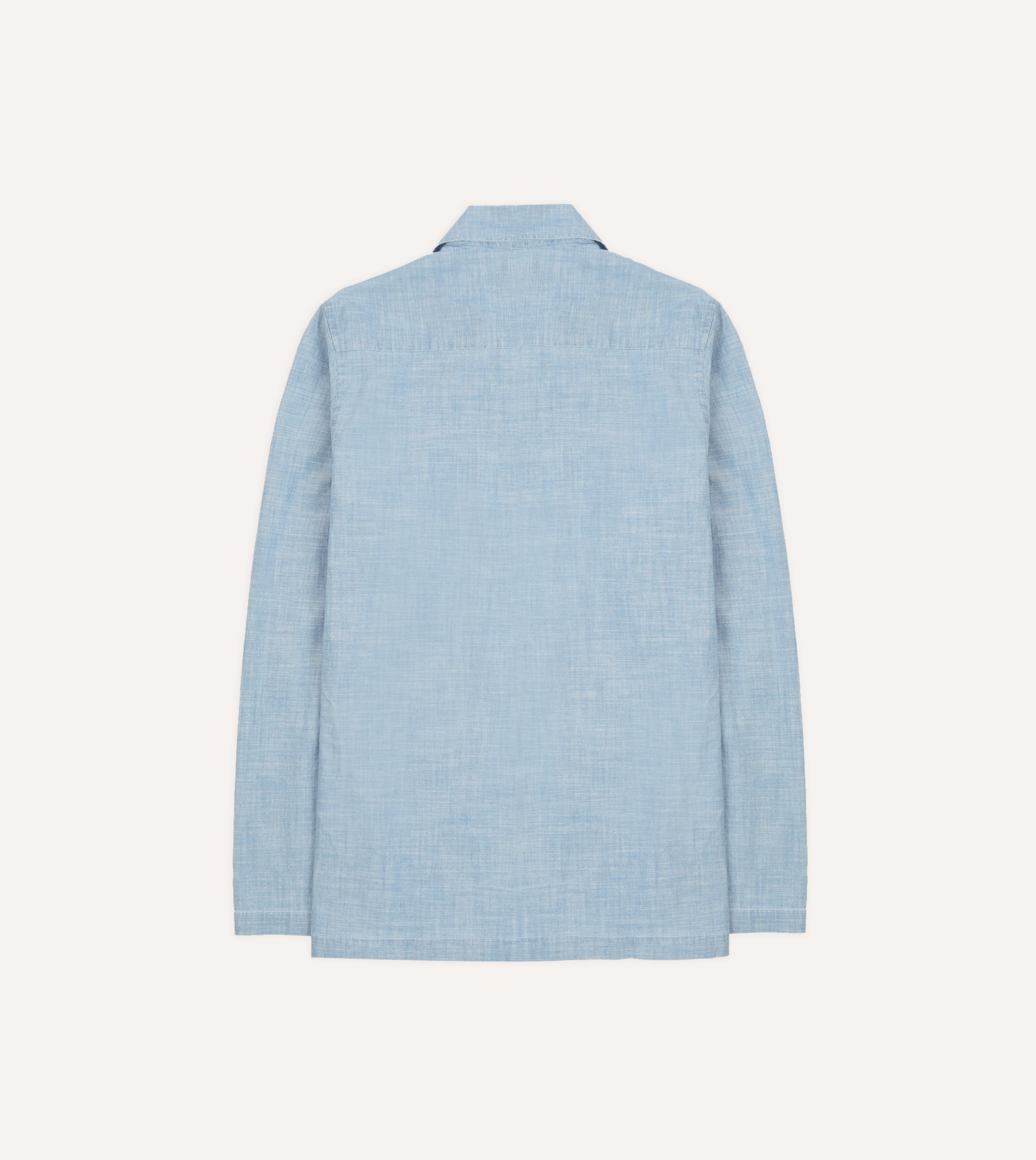 Blue Cotton Chambray Spread Collar Popover Shirt for Men | Casual Button-Down Shirt | Perfect for Office, Date Night & Weekend Outings