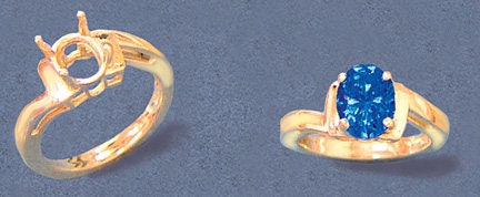Solid Sterling Silver or 14kt Gold 9x7mm Oval Swirl L-Shank Ring Setting - Size 7 (163822/143822) - Perfect for Engagement Rings, Wedding Bands & Jewelry Making