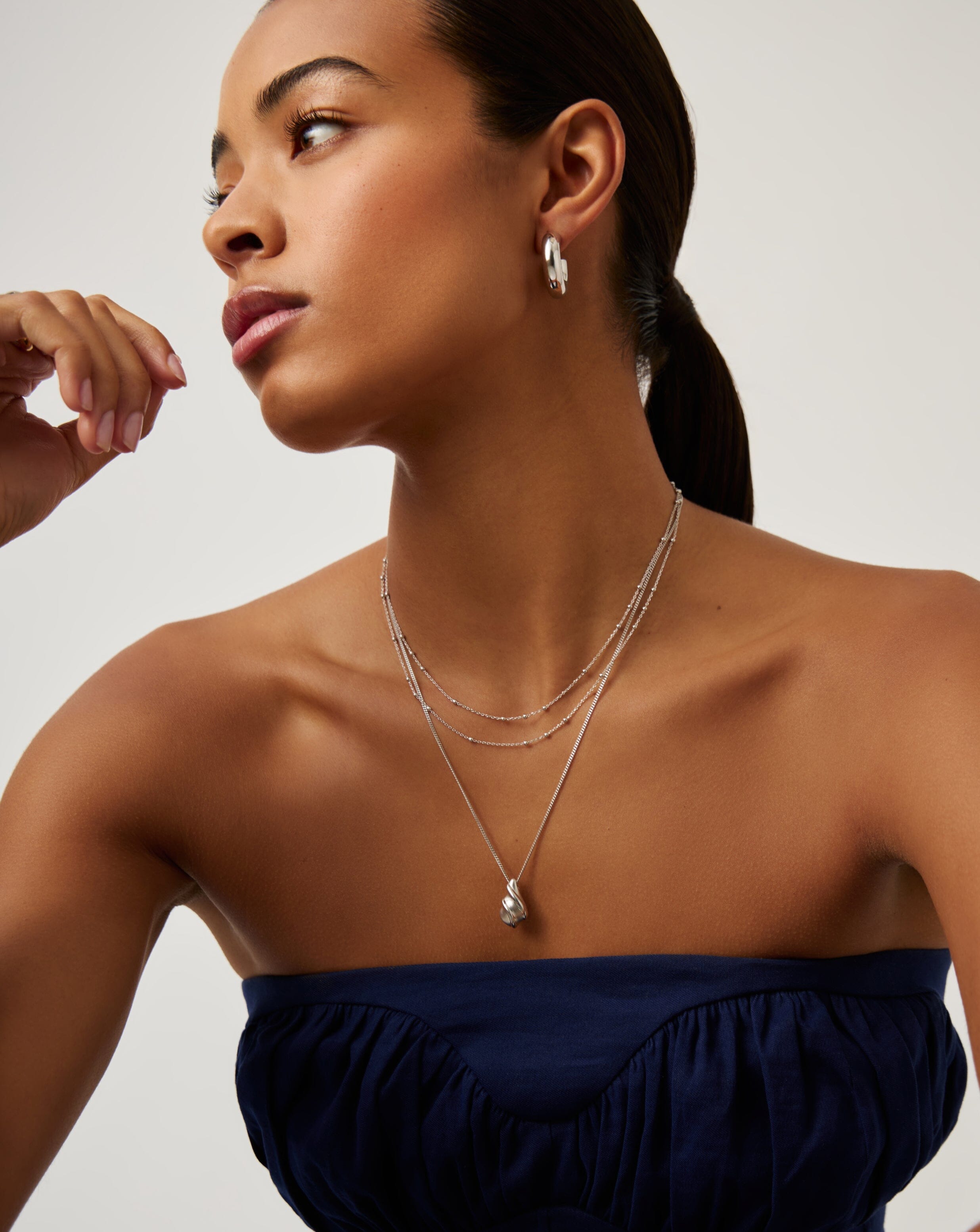 Savi Ridge Droplet Pendant Necklace - Silver Plated Dainty Layering Necklace for Women, Perfect for Everyday Wear, Date Night & Gift Giving