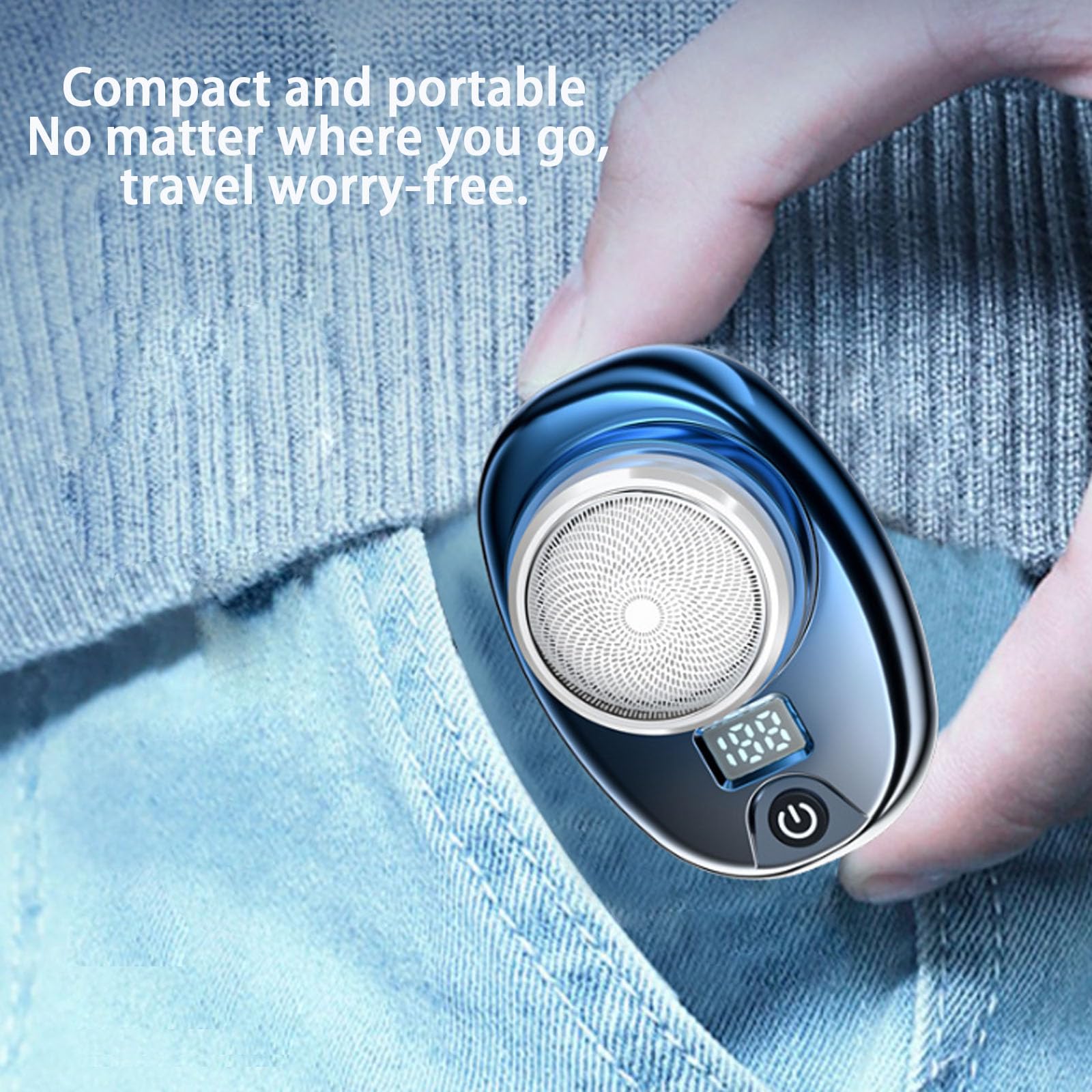 Berbiget Mini Electric Shaver - Portable Pocket Size Waterproof Razor for Travel & Gym - Rechargeable Washable Facial Hair Trimmer (Gray) - Perfect for Men's Grooming, Business Trips & On-the-Go Use