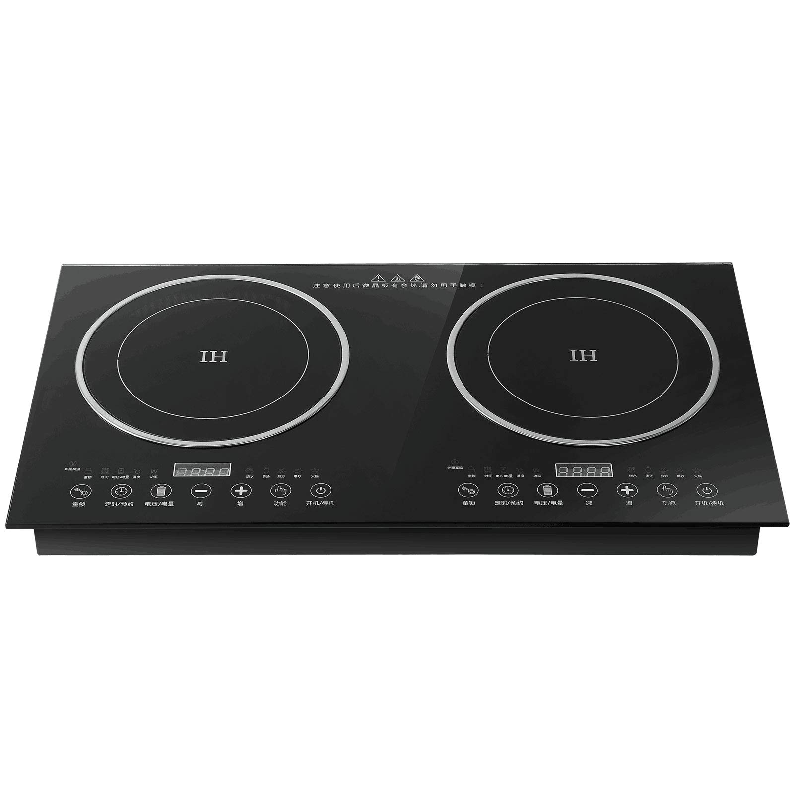 2600W Double Burner Induction Cooktop with Vitro Ceramic Glass - 1200W+1400W Electric Stove for Cast Iron Pans - Countertop Cooking with Adjustable Legs - Perfect for Home Kitchen, Dorm & RV Use