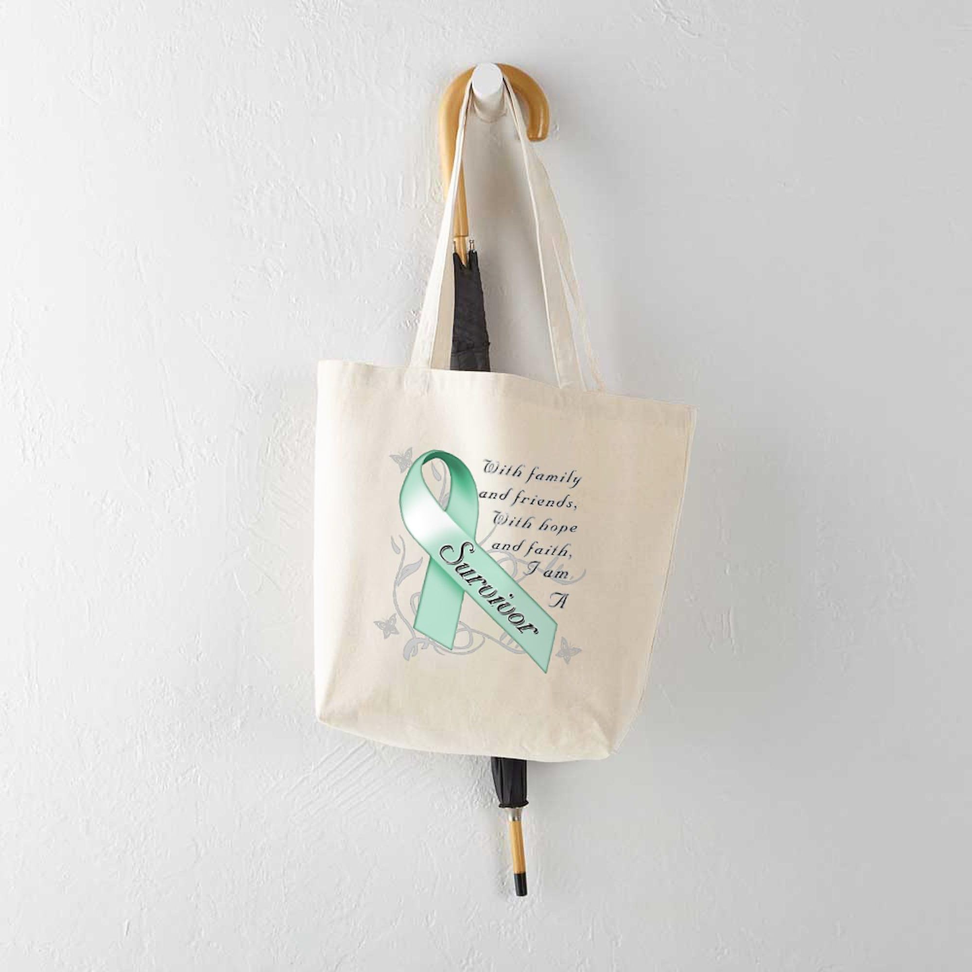 Ovarian Cancer Survivor Tote Bag - Natural Canvas Reusable Shopping Bag for Women | Chemo Support, Hospital Visits & Everyday Use