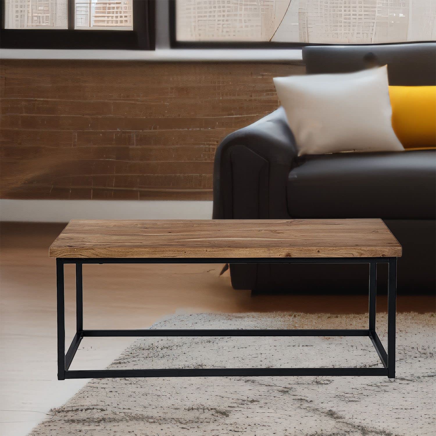 Modern Solid Wood Coffee Table - Mid-Century Style Living Room Furniture for Home & Office Decor