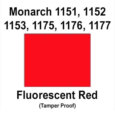 Monarch 1151 Compatible Fluorescent Red General Purpose Labels - 96,000 Labels for Price Guns (1151, 1152, 1153, 1175, 1176, 1177, 1180 & 1229) - Includes 16 Ink Rollers & Security Cuts - Ideal for Retail Pricing, Inventory Labeling & Warehouse Organization