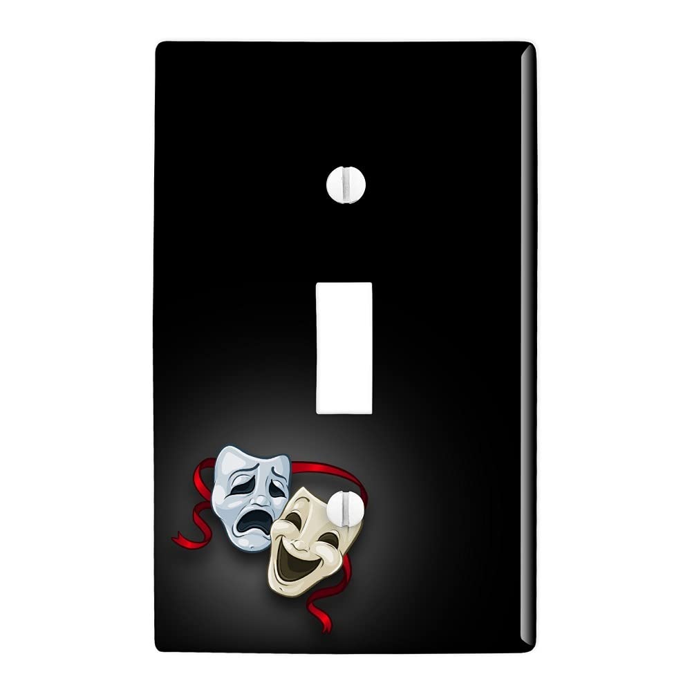 Drama Comedy Tragedy Masks - Theater Themed Plastic Wall Decor & Light Switch Plate Cover - Perfect for Stage Plays, Home Theater Rooms, and Acting Classrooms