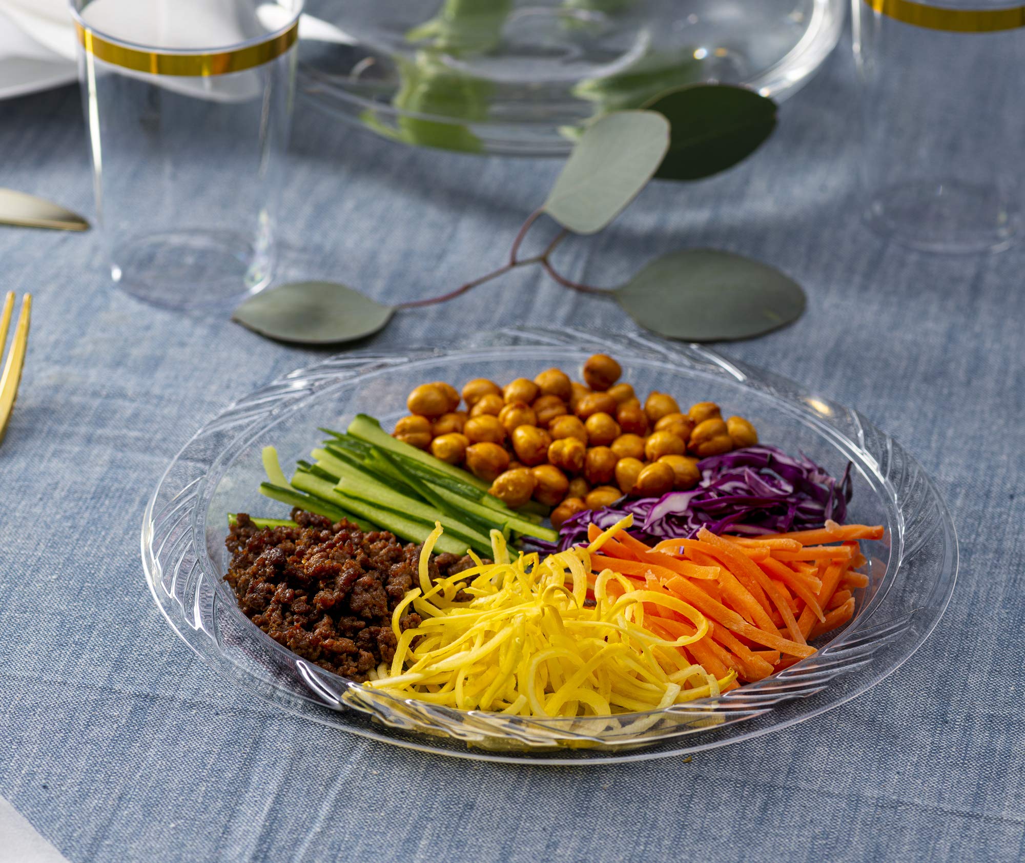 PLASTICPRO Premium Heavy Duty Clear Disposable Plastic Plates - 10 Inch, Pack of 480 - Shatterproof Dinner Plates for Parties, Picnics, BBQs & Catering Events