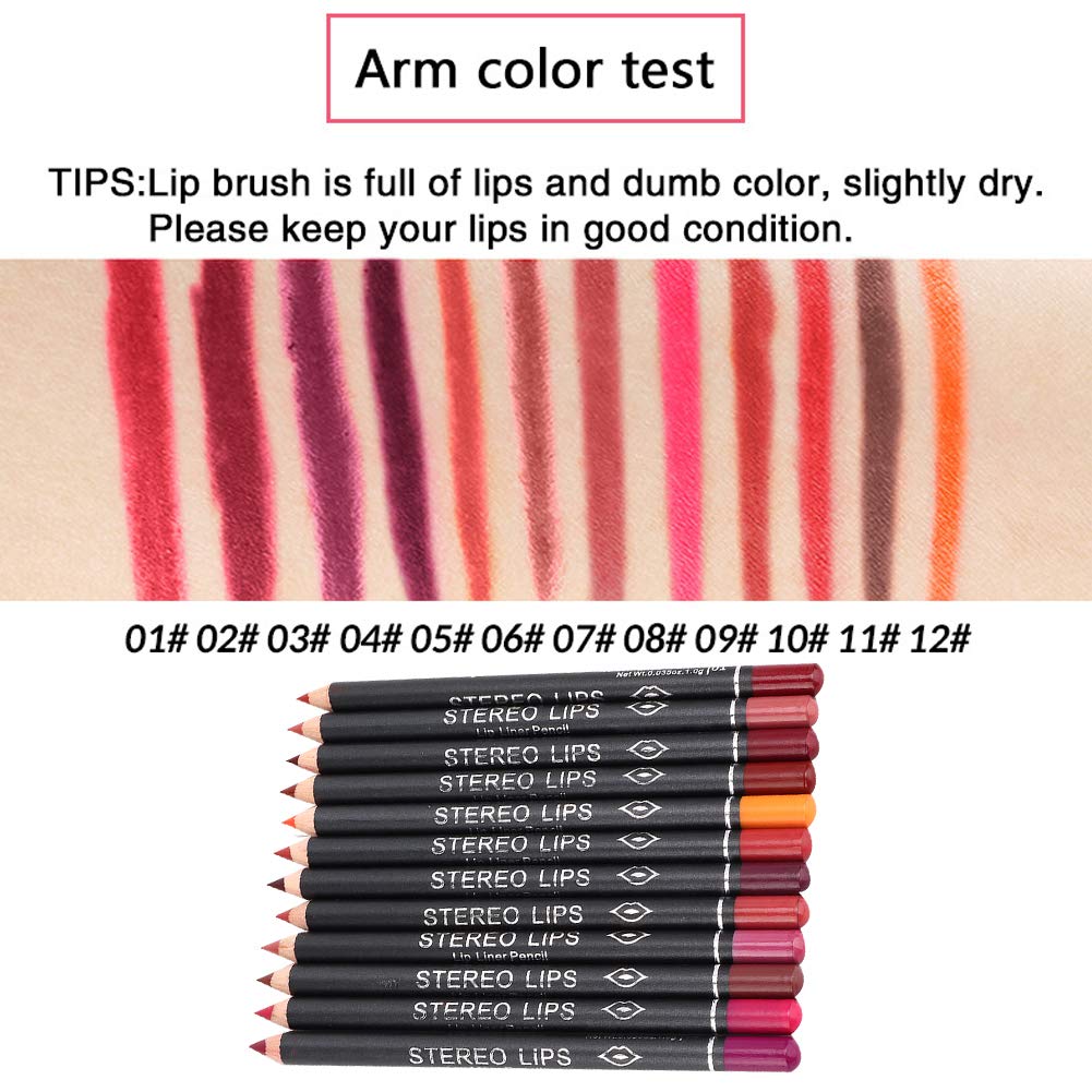 12 Colors Matte Waterproof Lipliner Set - Safe, Non-Irritating Lip Makeup Pencils for Women | Professional & Everyday Use | Perfect for Office, Parties & Special Occasions