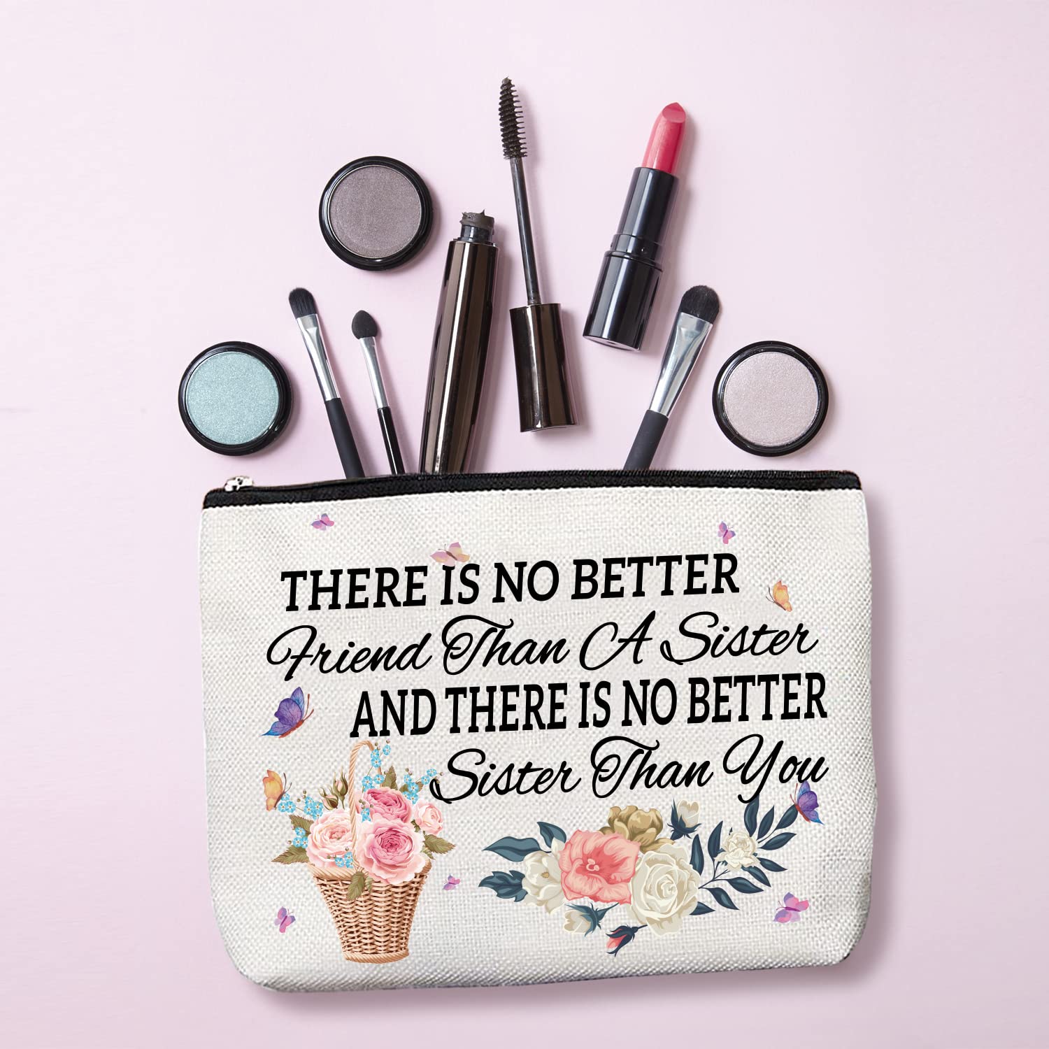Best Sister Gifts - Thoughtful Birthday & Appreciation Presents for Sisters - Cute Cosmetic Bag with Mirror - Perfect for Birthdays, Holidays & Special Occasions
