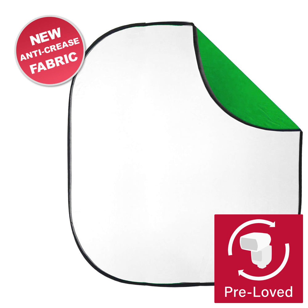2x2.3m Dual Sided Green/White Collapsible Twist Background - Portable Photography Backdrop for Studio, YouTube Videos & Product Shoots