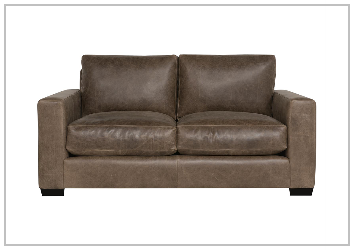 Bernhardt Dawkins Genuine Leather Loveseat with Walnut Finish - Perfect for Living Rooms, Offices & Cozy Spaces