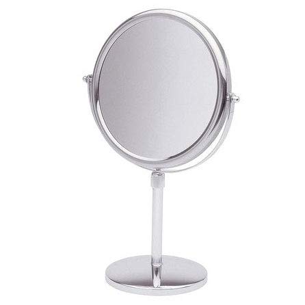 Round Chrome Pedestal Makeup Mirror with Adjustable Lighting - JCTP95 | 360° Swivel Vanity Mirror for Professional Salon, Home Dressing Room & Bathroom