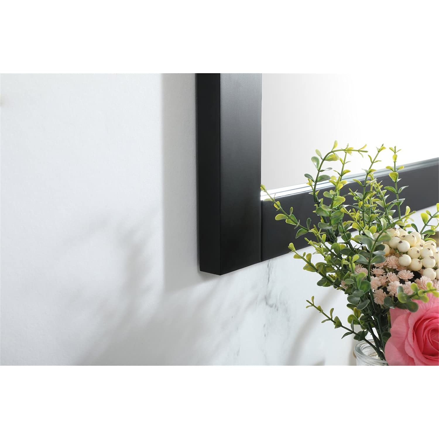 Elegant Black 30x36 MDF Metal Vanity Mirror for Bathroom Decor