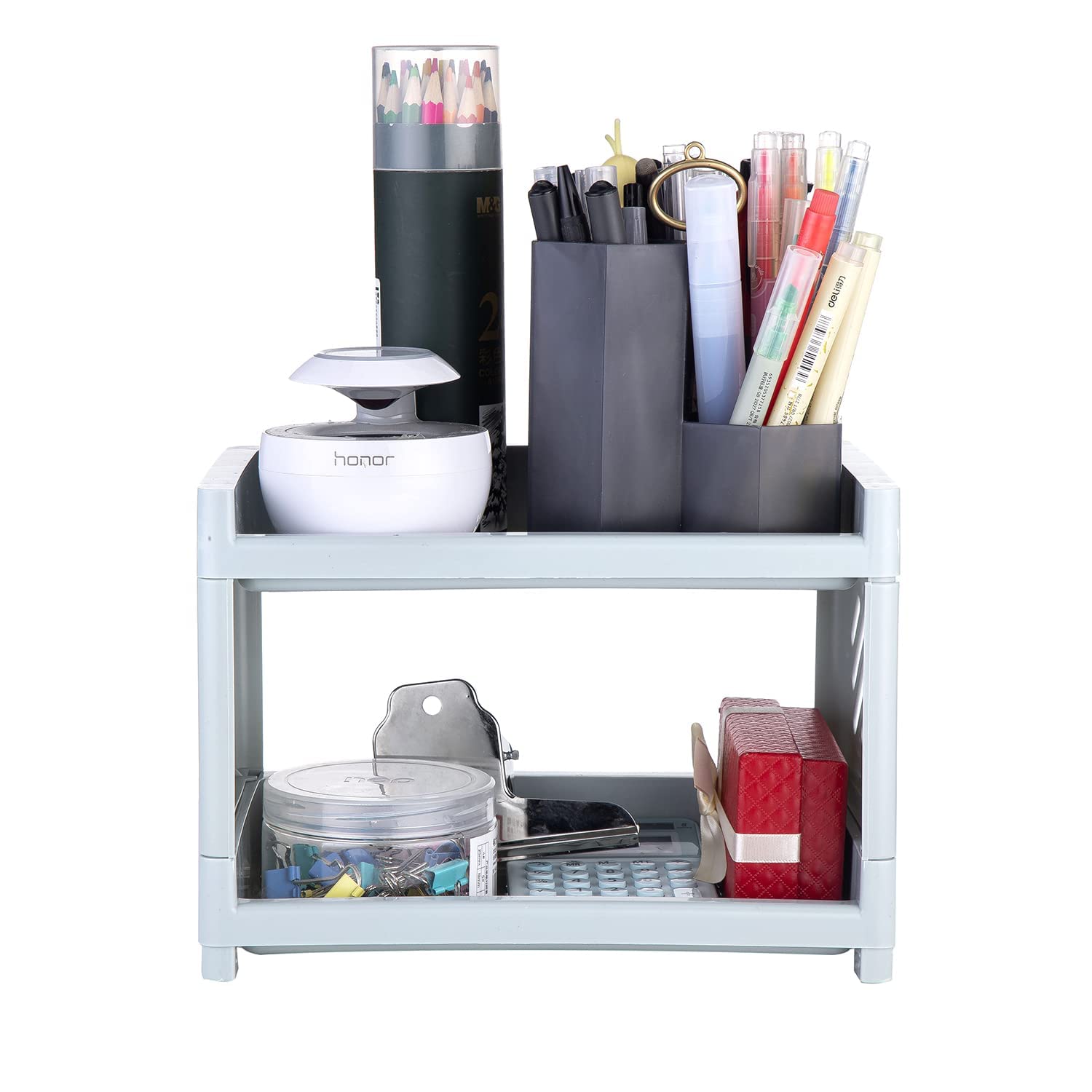 2-Tier Bathroom Organizer Countertop - Multi-Function Kitchen Cabinet Storage & Desk Organizer for Kitchen, Bathroom, Study & Office - Perfect for Small Space Organization & Clutter-Free Countertops