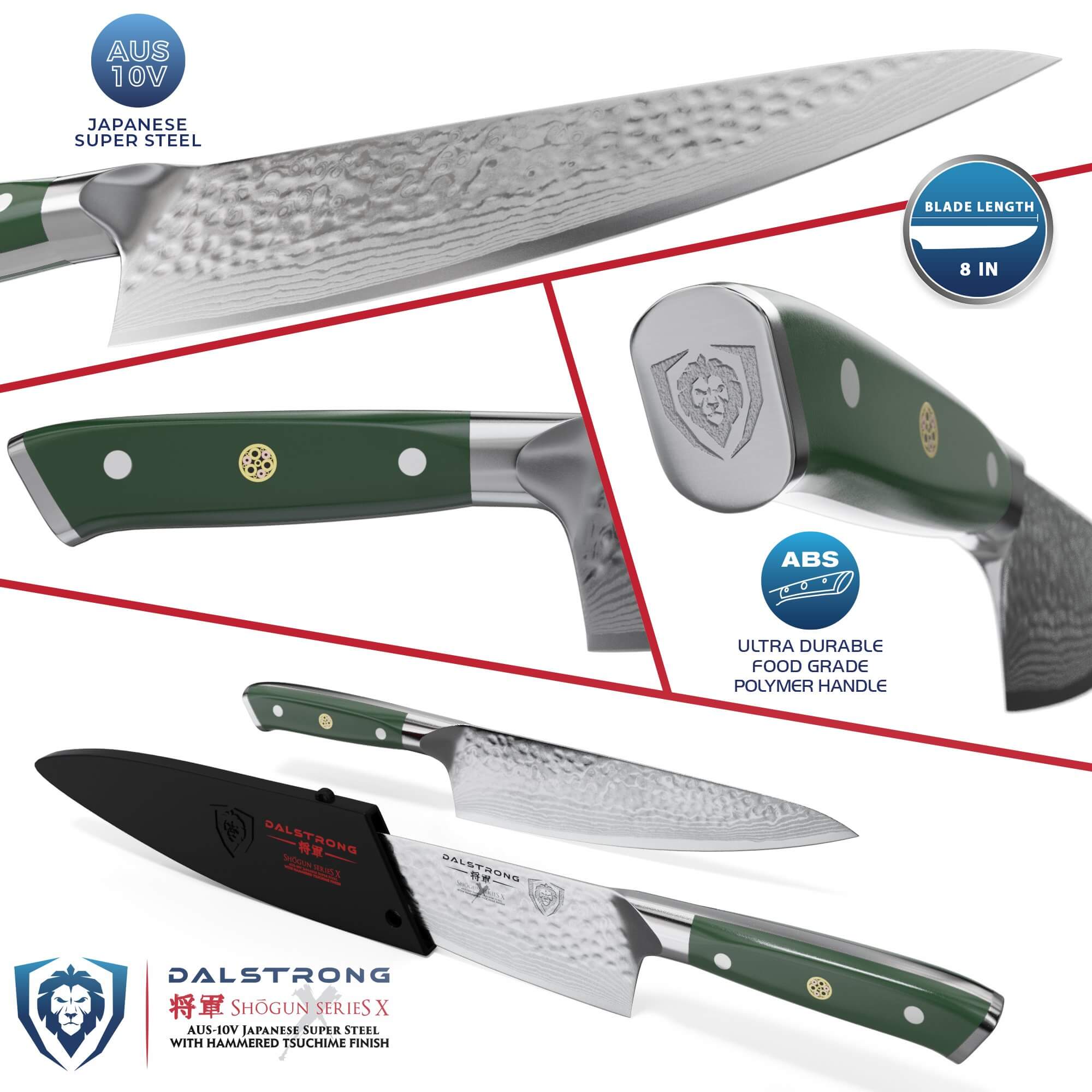Premium 8-Inch Chef's Knife - Shogun Series X with Colored ABS Handle by Dalstrong | Professional Kitchen Knife for Slicing, Dicing & Chopping | Perfect for Home Cooks & Professional Chefs