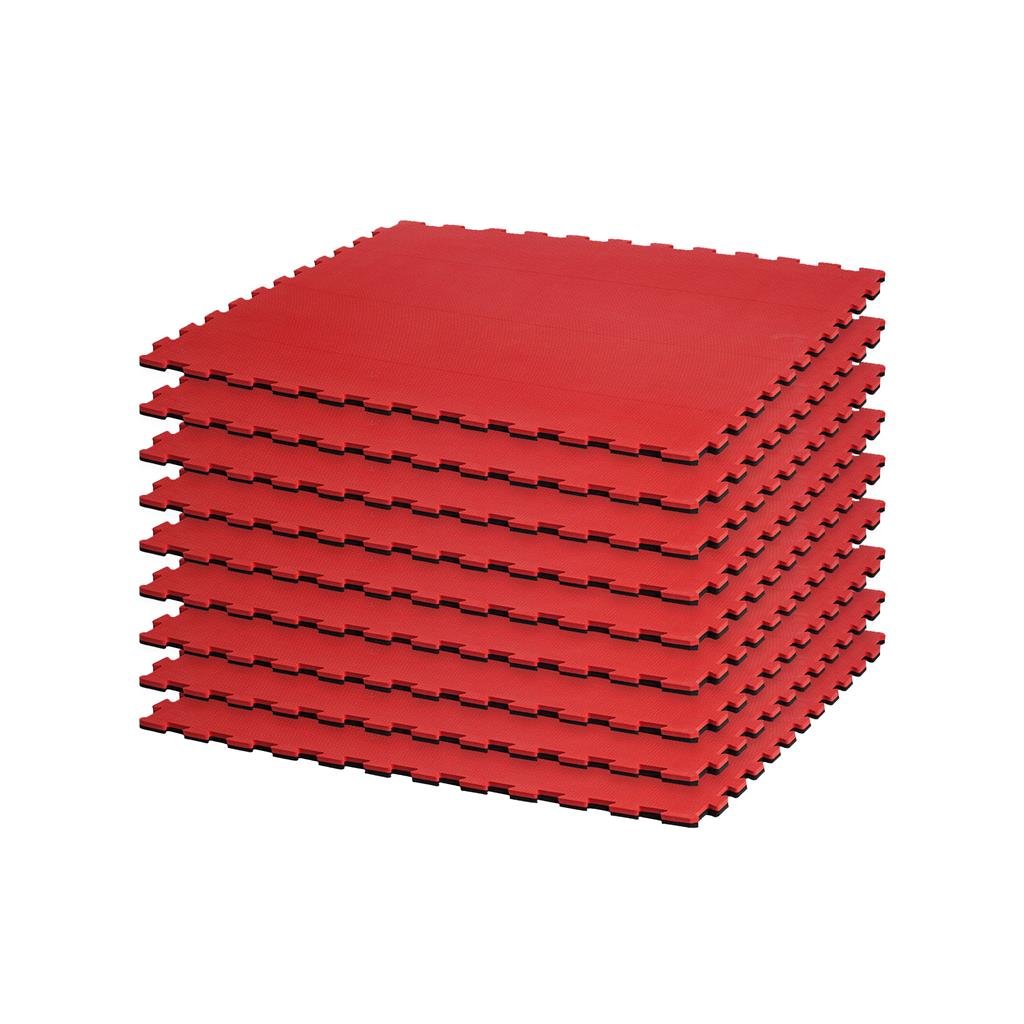 Reversible 2-Color 3/4 Inch Thick Puzzle Exercise Mat Kit - Red & Black for Home Gym, Yoga, and Kids Play Area