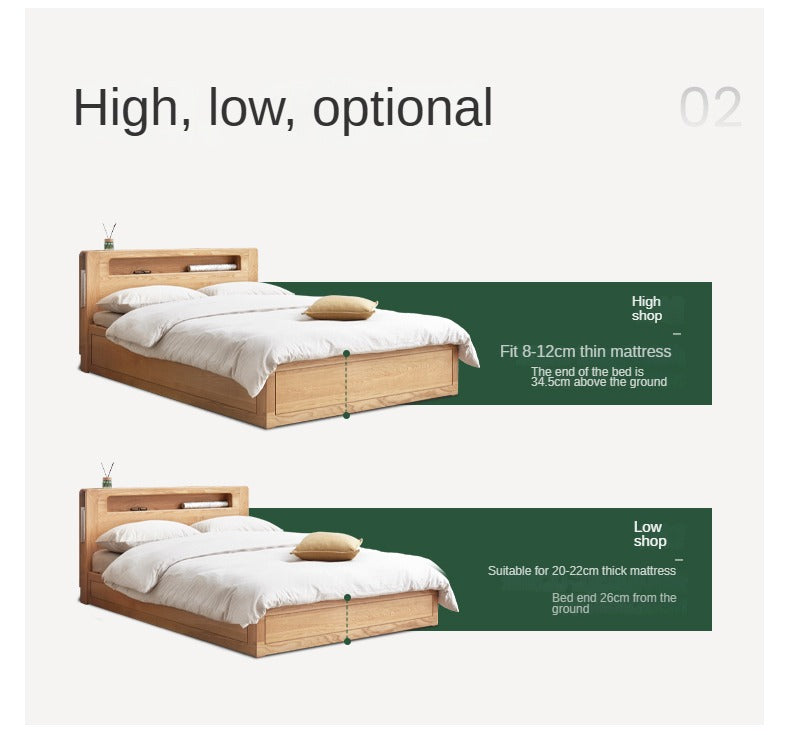 Premium Oak Solid Wood Luminous Box Bed - Durable Nightstand with Glow-in-the-Dark Features for Bedroom, Guest Room, and Kids Room Decor