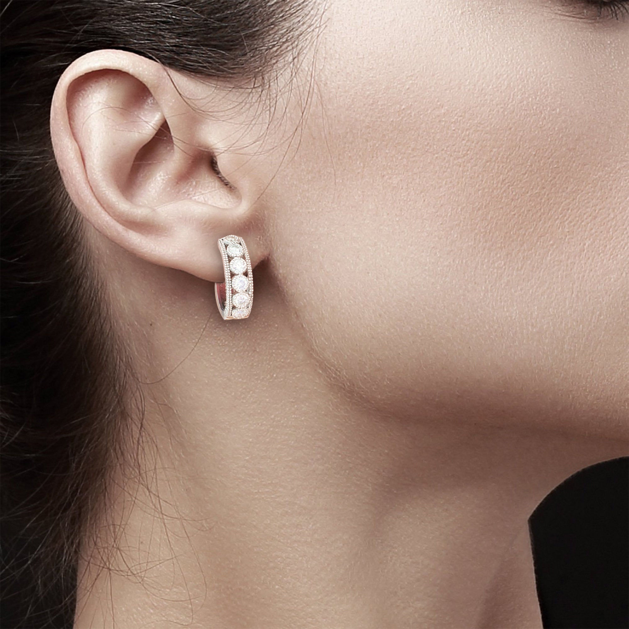 Antique Style Diamond Bezel Earrings .80cttw 14k White Gold - Elegant Vintage Jewelry for Weddings, Anniversaries & Special Occasions