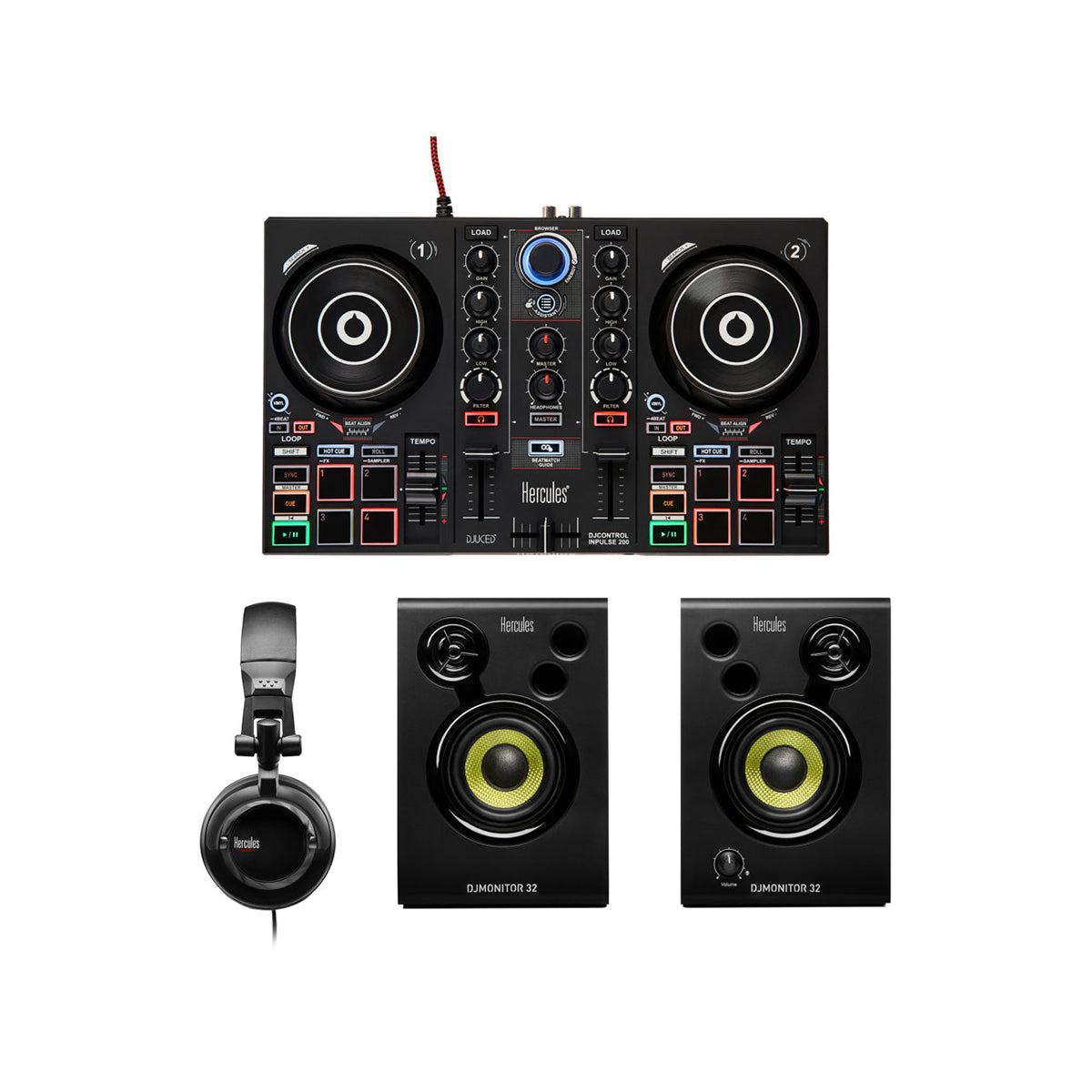 Hercules DJ Learning Kit - Professional DJ Controller & Mixer for Beginners | Perfect for Home Studios, Parties & Live Performances