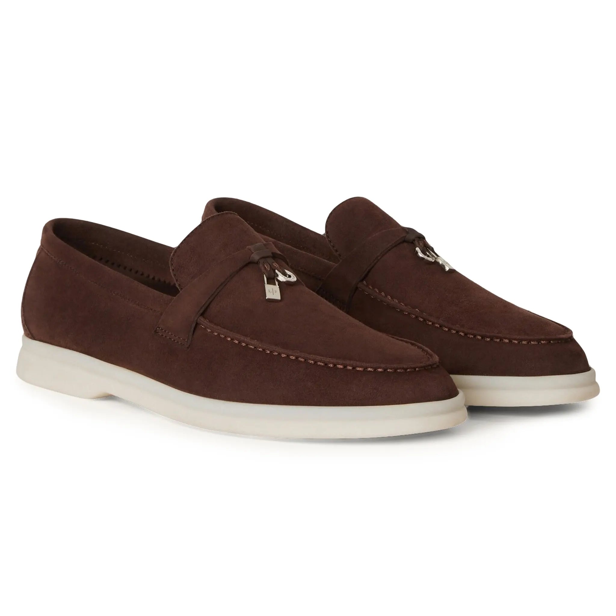 Loro Piana Summer Charms Walk Suede Chocolate Loafers for Men - Comfortable Casual Shoes for Office & Travel