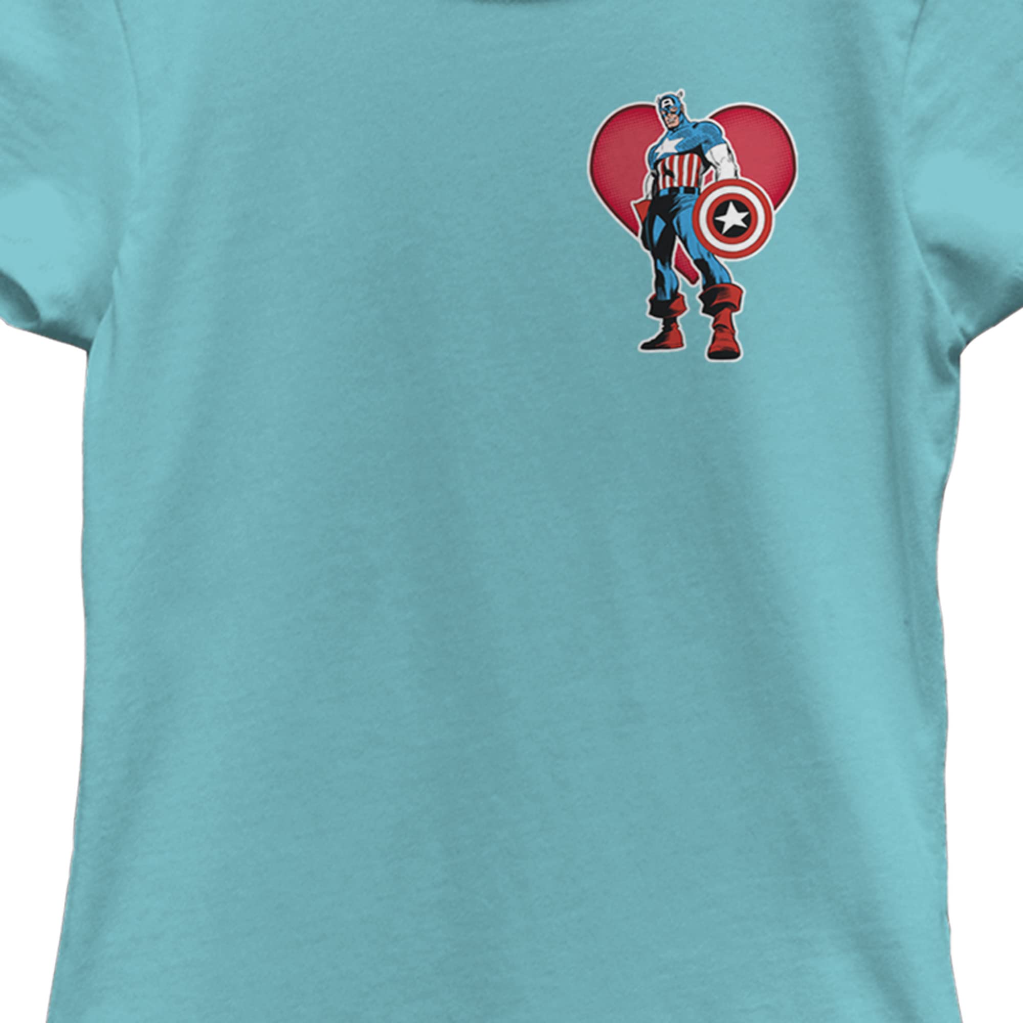Girl's Captain America Heart Graphic T-Shirt | Marvel Superhero Tee for Kids | Casual Wear & Cosplay Outfit