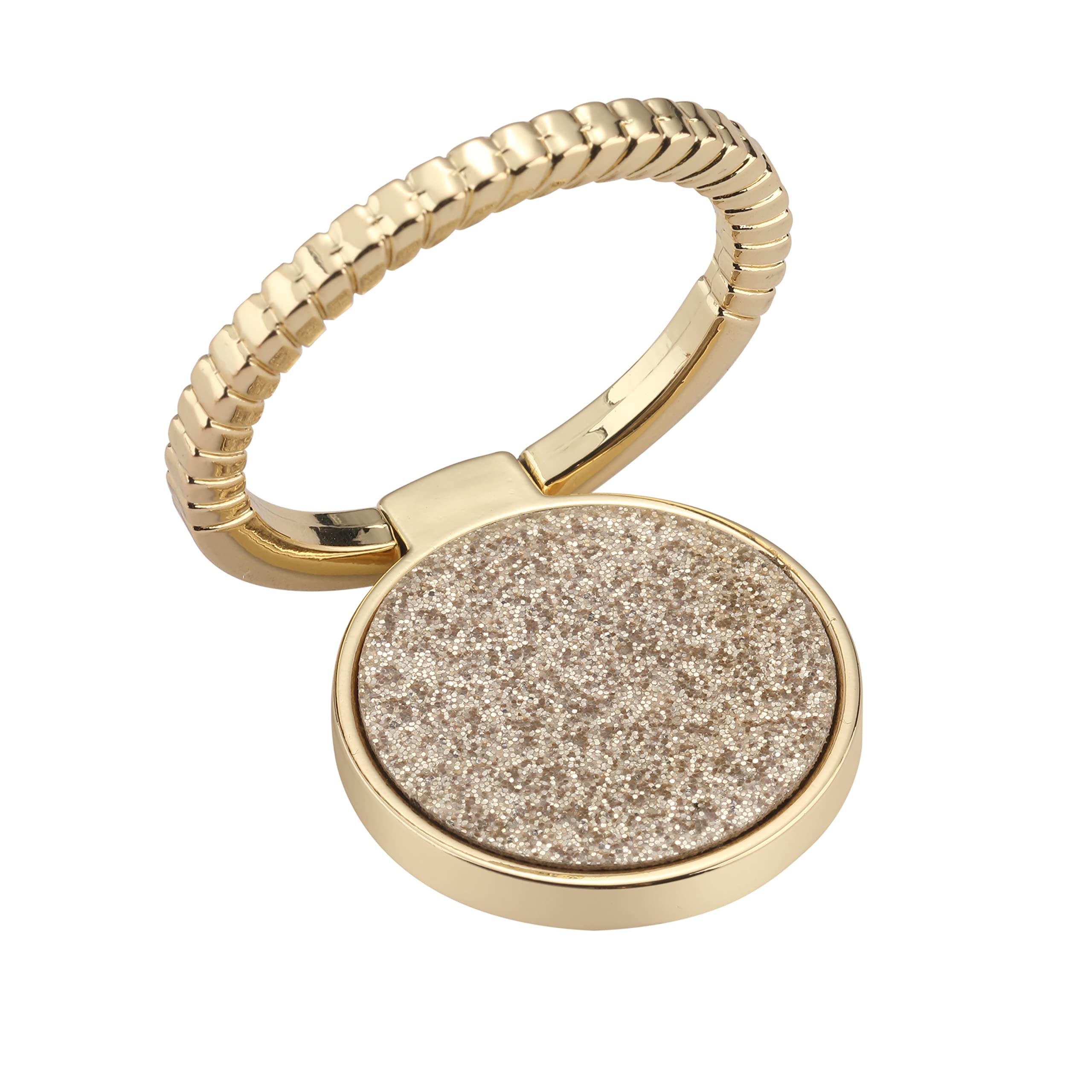 LAX Gadgets Sparkle Gold Cell Phone Ring Holder - Finger Grip & Stand for All Smartphones, iPhone & Android - Perfect for Hands-Free Viewing, Selfies & Secure Grip